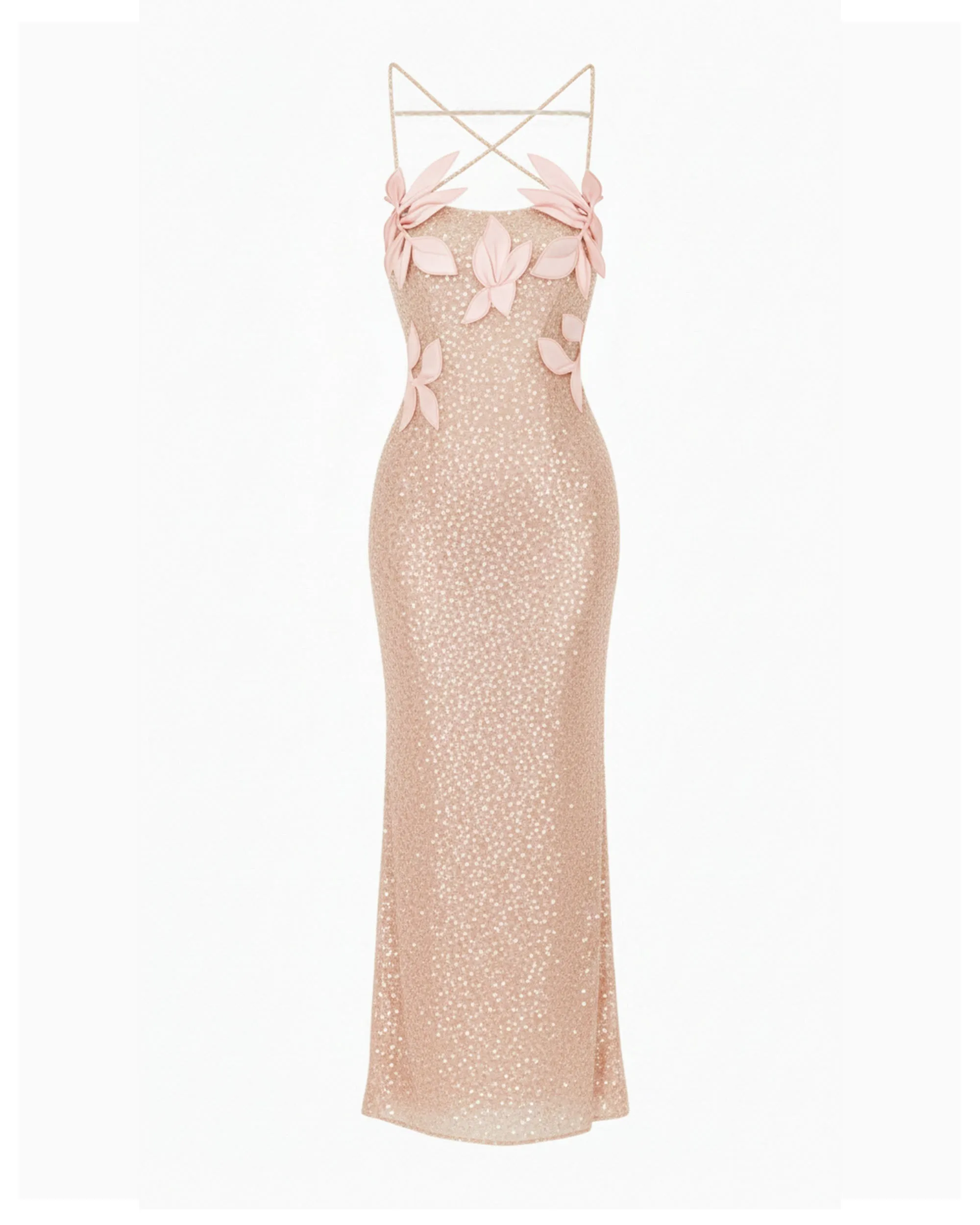 Araminta Sequined Gown with Floral Details - Blush Pink sold by JW PEI product image thumbnail 3