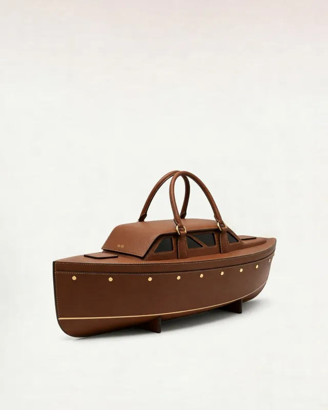 Nina Boat Shaped Top Handle Bag - Brown made by JW PEI