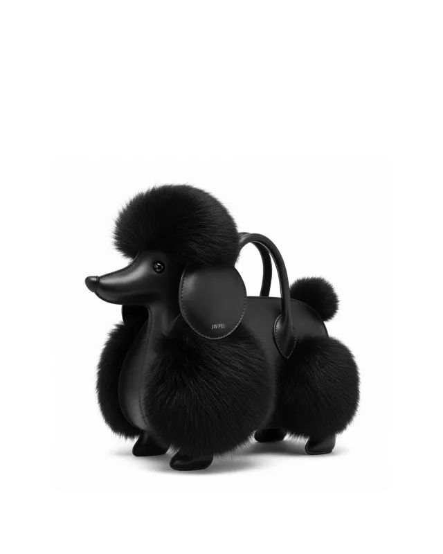 Poodle Top Handle Bag - Black made by JW PEI