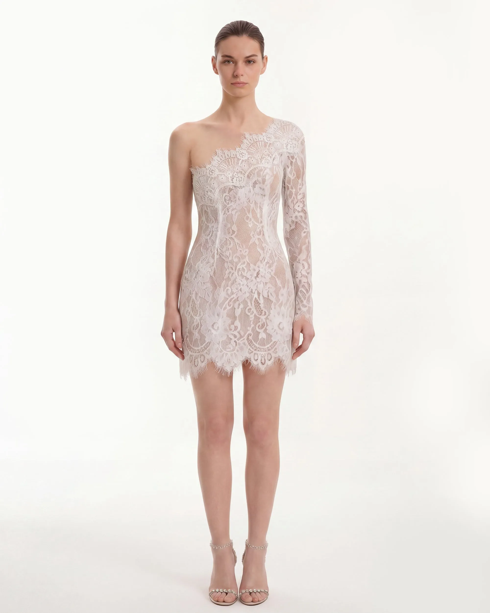 One Shoulder Lace Mini Dress - White sold by JW PEI