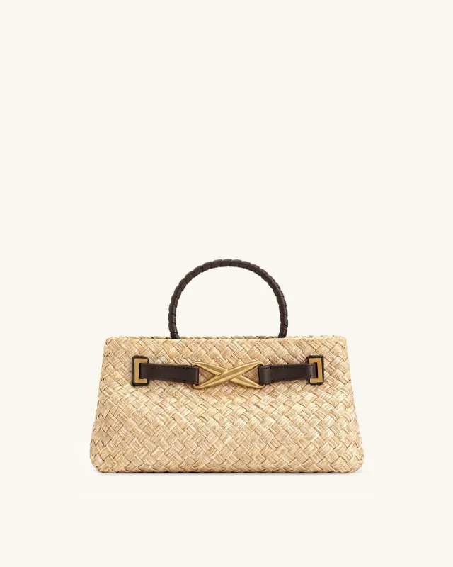 Elora Faux Straw Tote Bag - Brown made by JW PEI