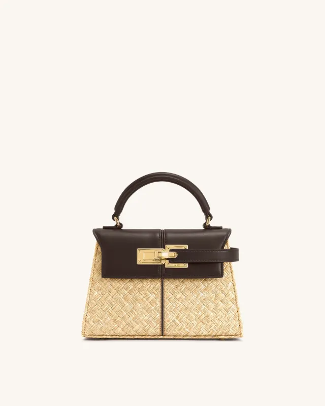 Elise Faux Straw Handbag - Brown made by JW PEI