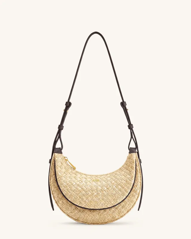 Sharon Faux Straw Crossbody Bag - Brown made by JW PEI