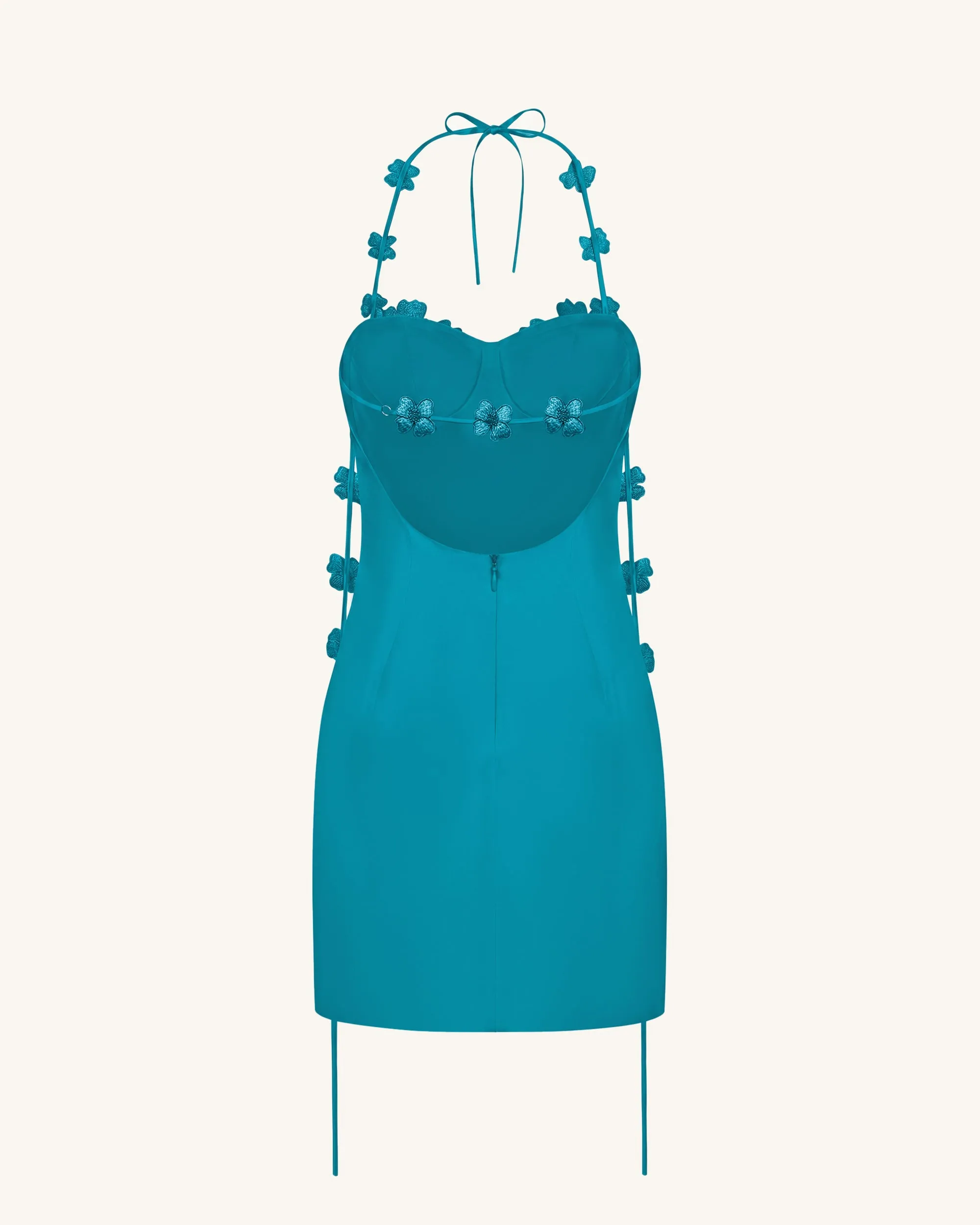Floral Embellished Slip Mini Dress - Teal Blue sold by JW PEI product image thumbnail 4