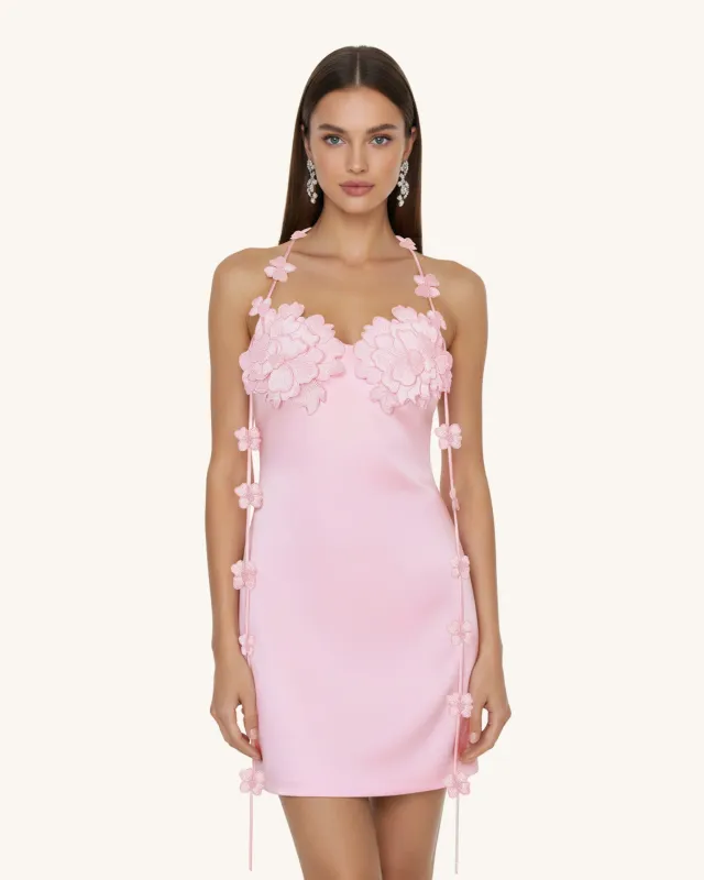 Floral Embellished Slip Mini Dress - Pink made by JW PEI