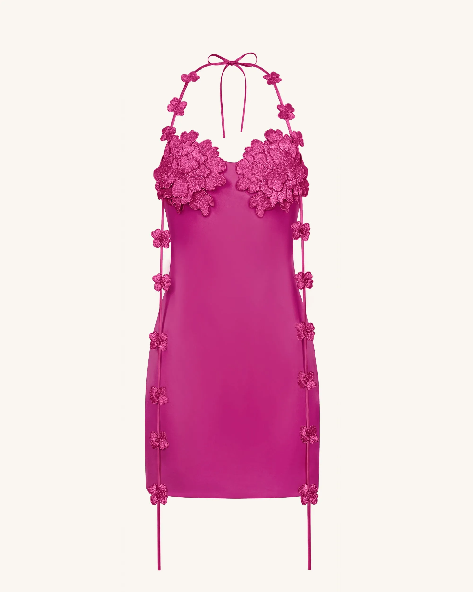 Floral Embellished Slip Mini Dress - Fuchsia Pink sold by JW PEI product image thumbnail 3