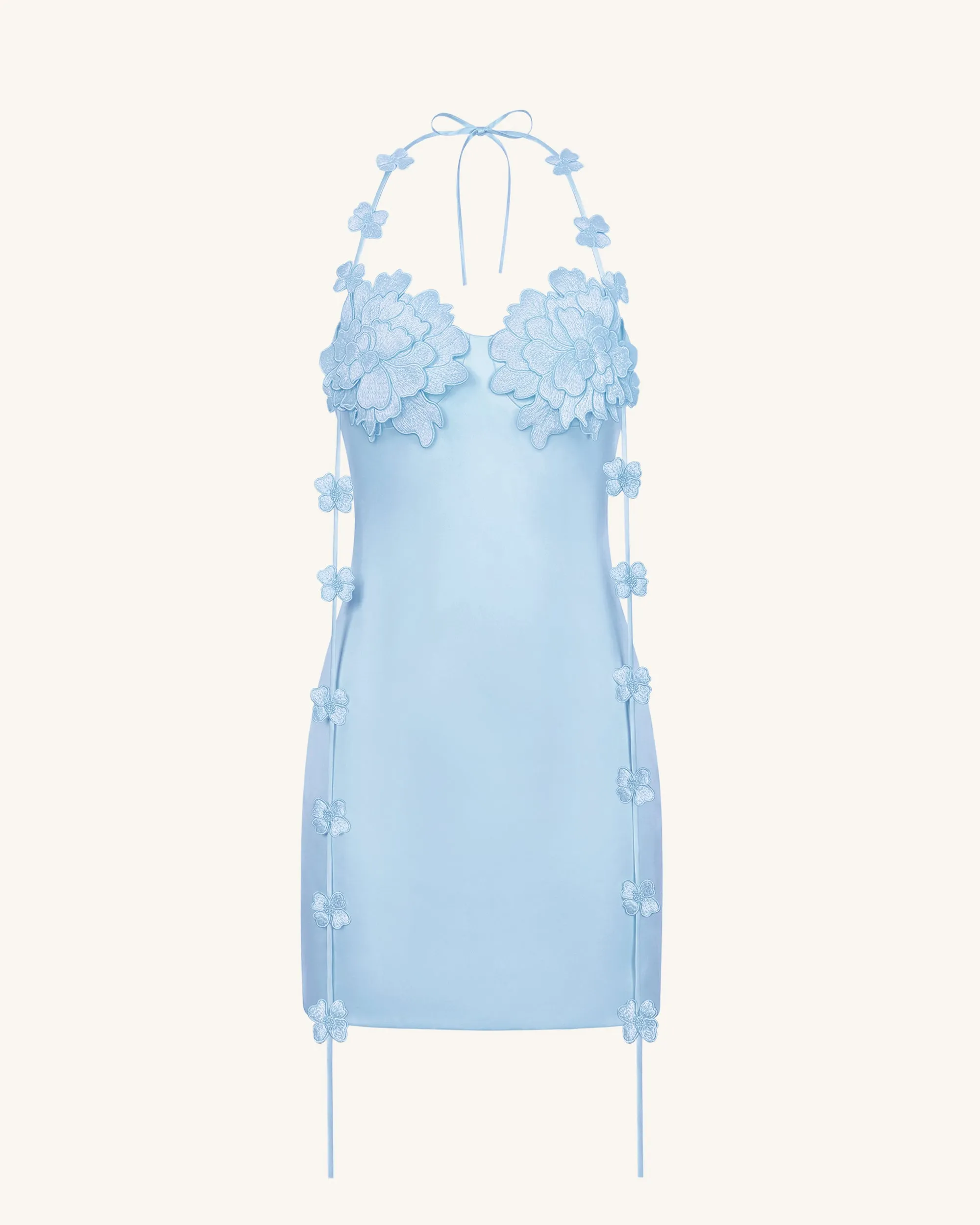 Floral Embellished Slip Mini Dress -Light Blue sold by JW PEI product image thumbnail 3
