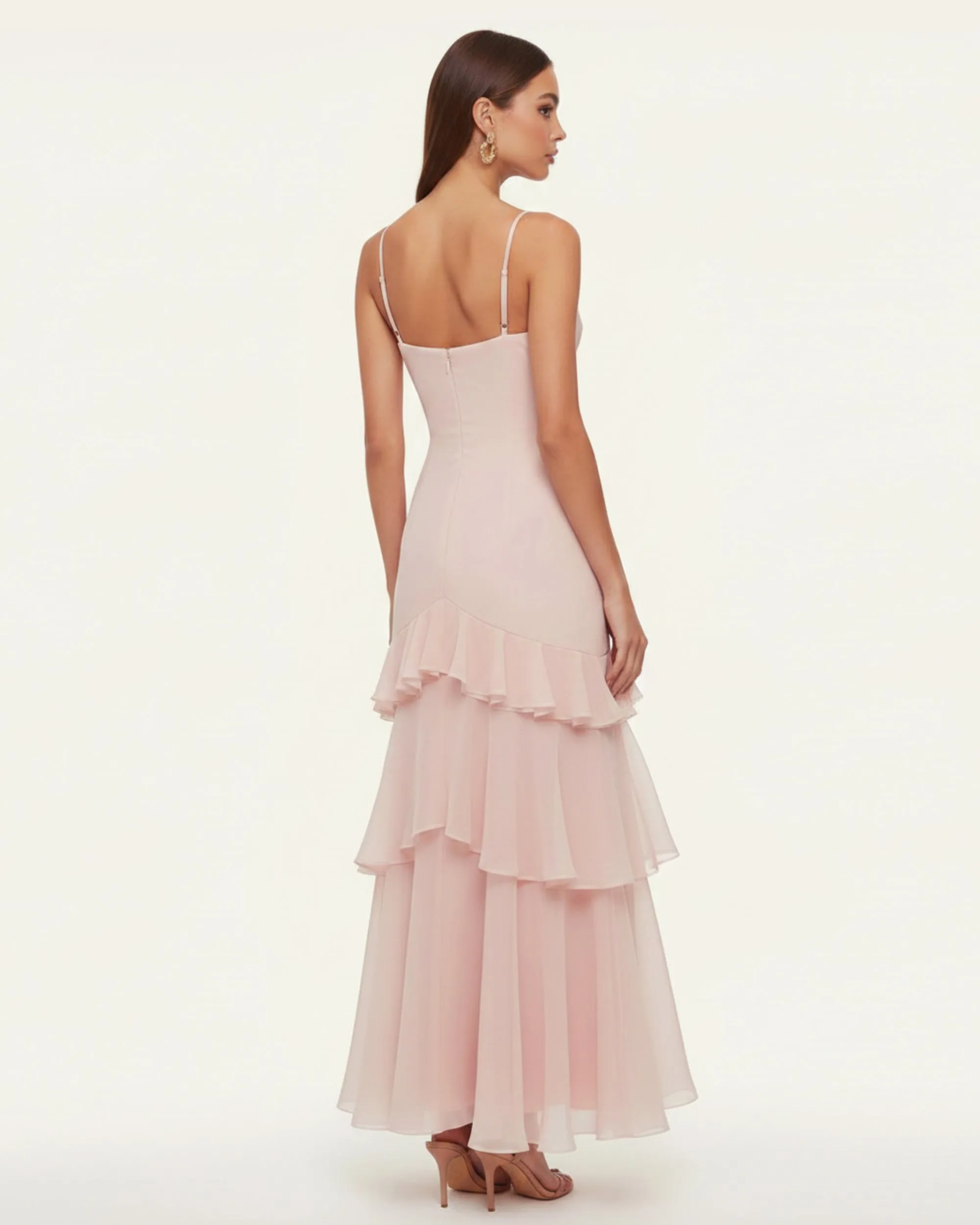 Orchid Embroidered Ruffled One-Shoulder Maxi Dress - Blush Pink sold by JW PEI product image thumbnail 2