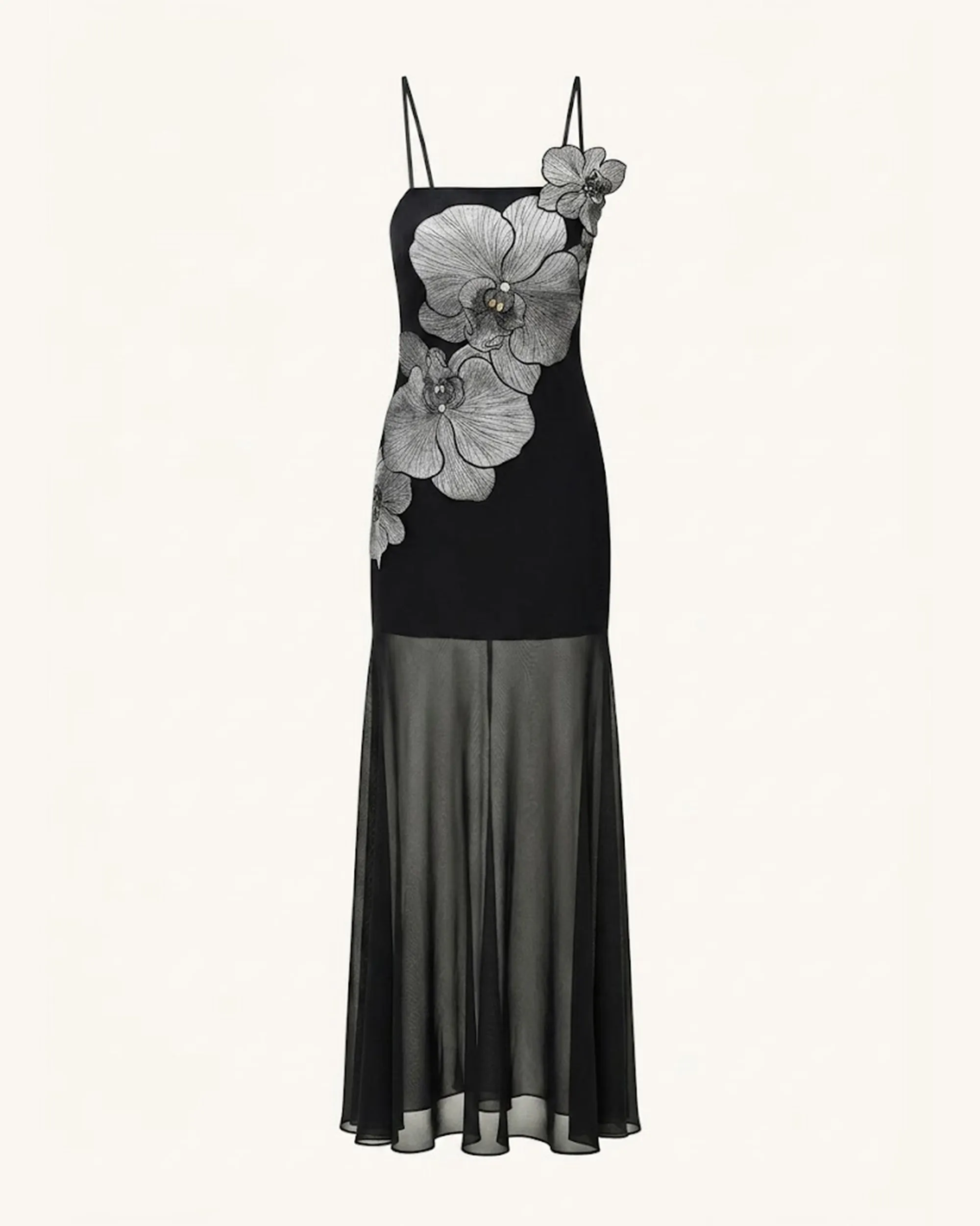 Orchid Embroidered Strappy Sheer Maxi Dress - Black sold by JW PEI product image thumbnail 3