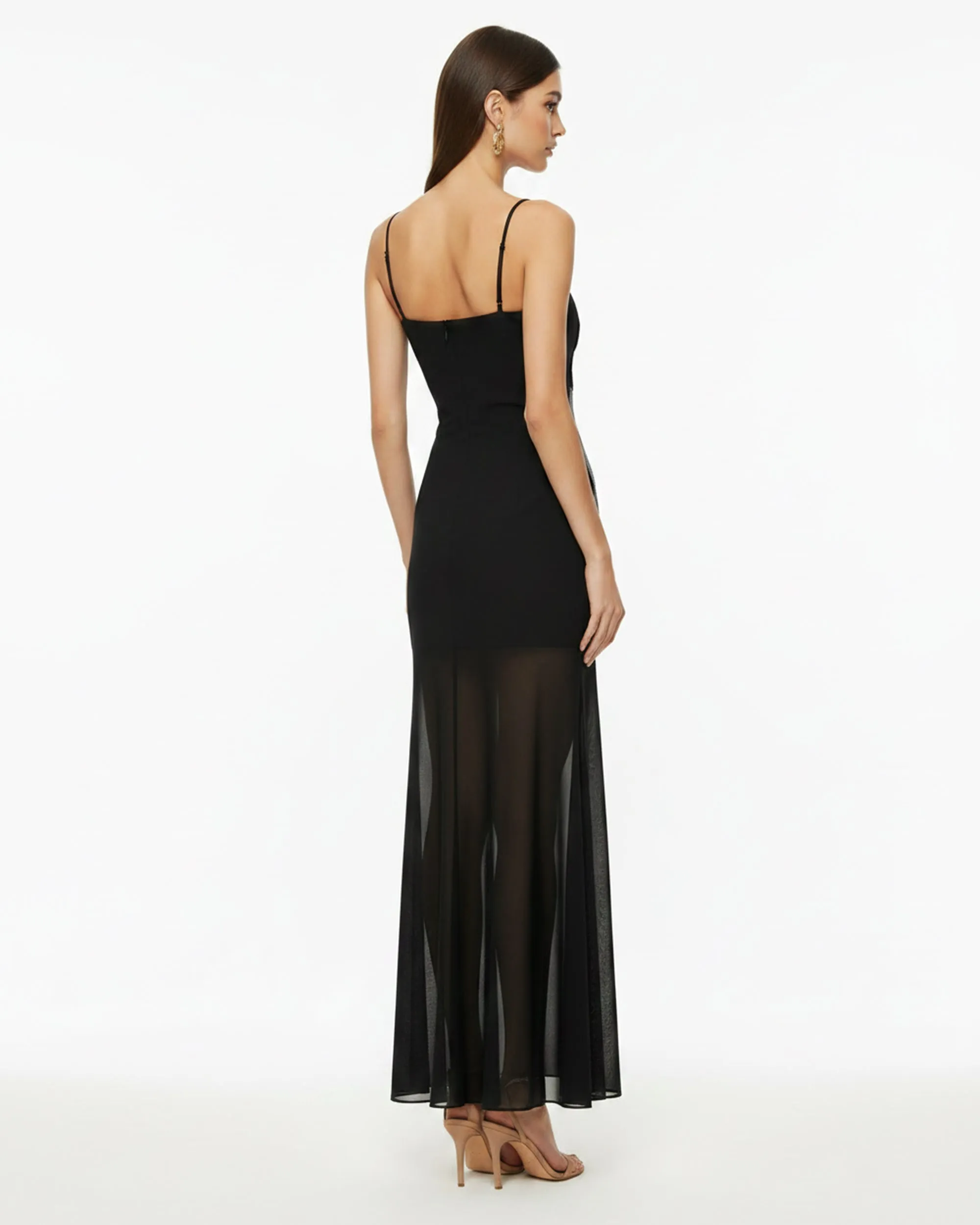 Orchid Embroidered Strappy Sheer Maxi Dress - Black sold by JW PEI product image thumbnail 2
