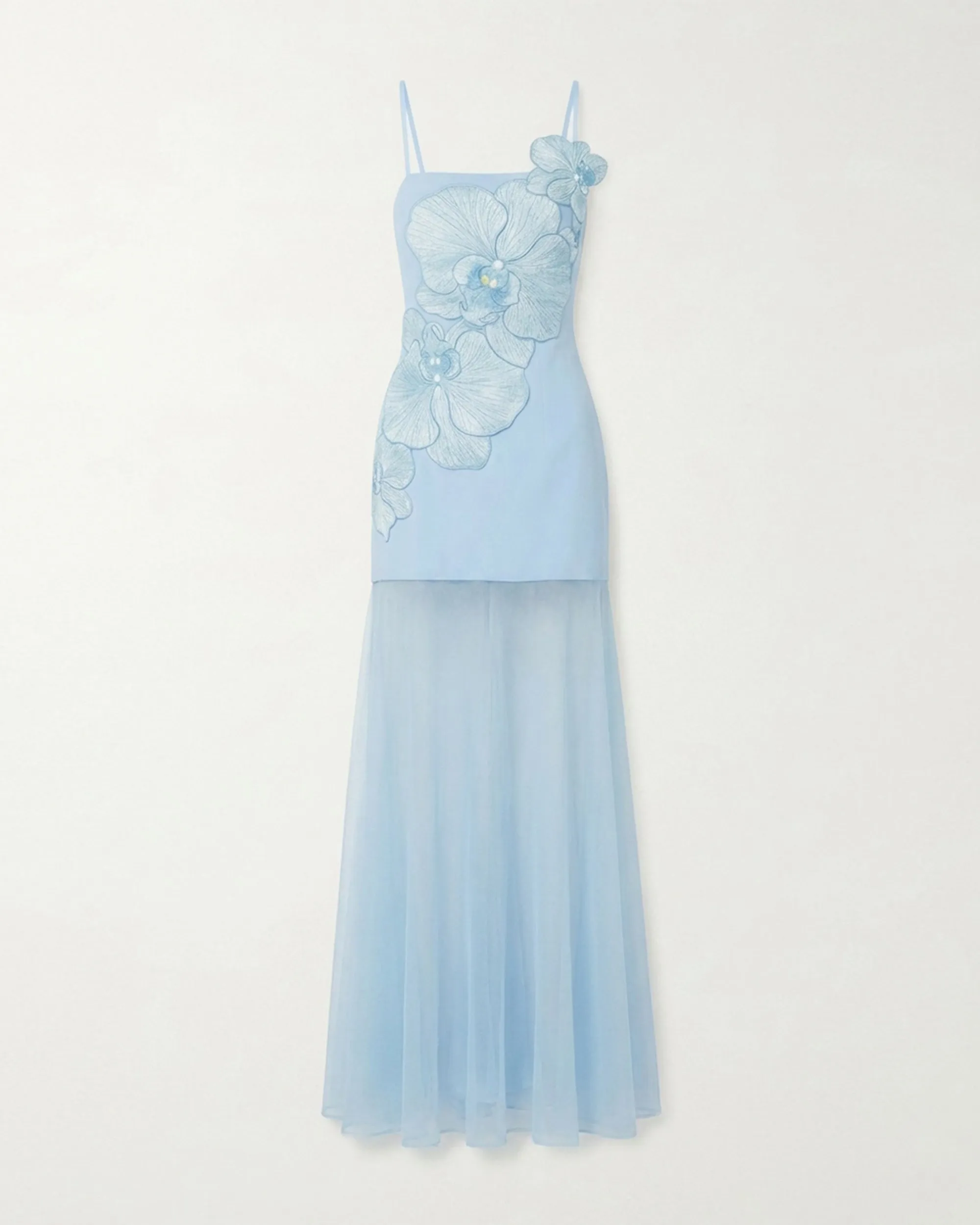 Orchid Embroidered Strappy Sheer Maxi Dress - Light Blue sold by JW PEI product image thumbnail 3