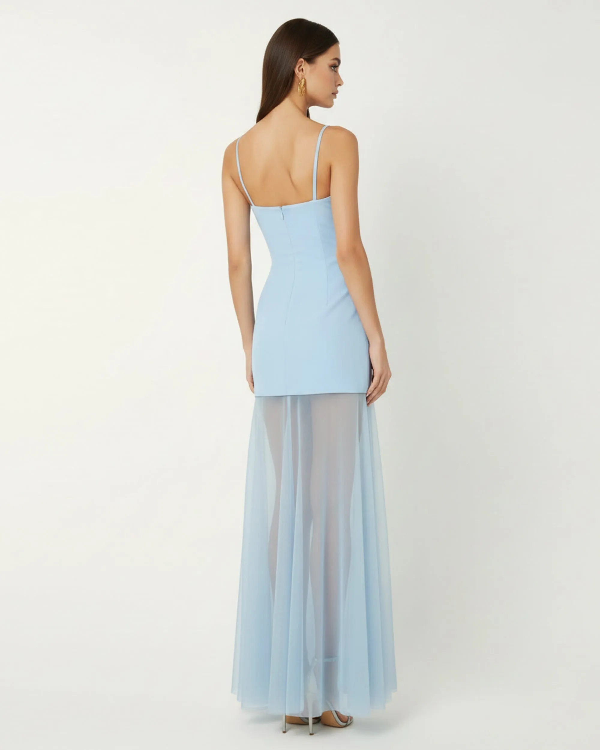 Orchid Embroidered Strappy Sheer Maxi Dress - Light Blue sold by JW PEI product image thumbnail 2