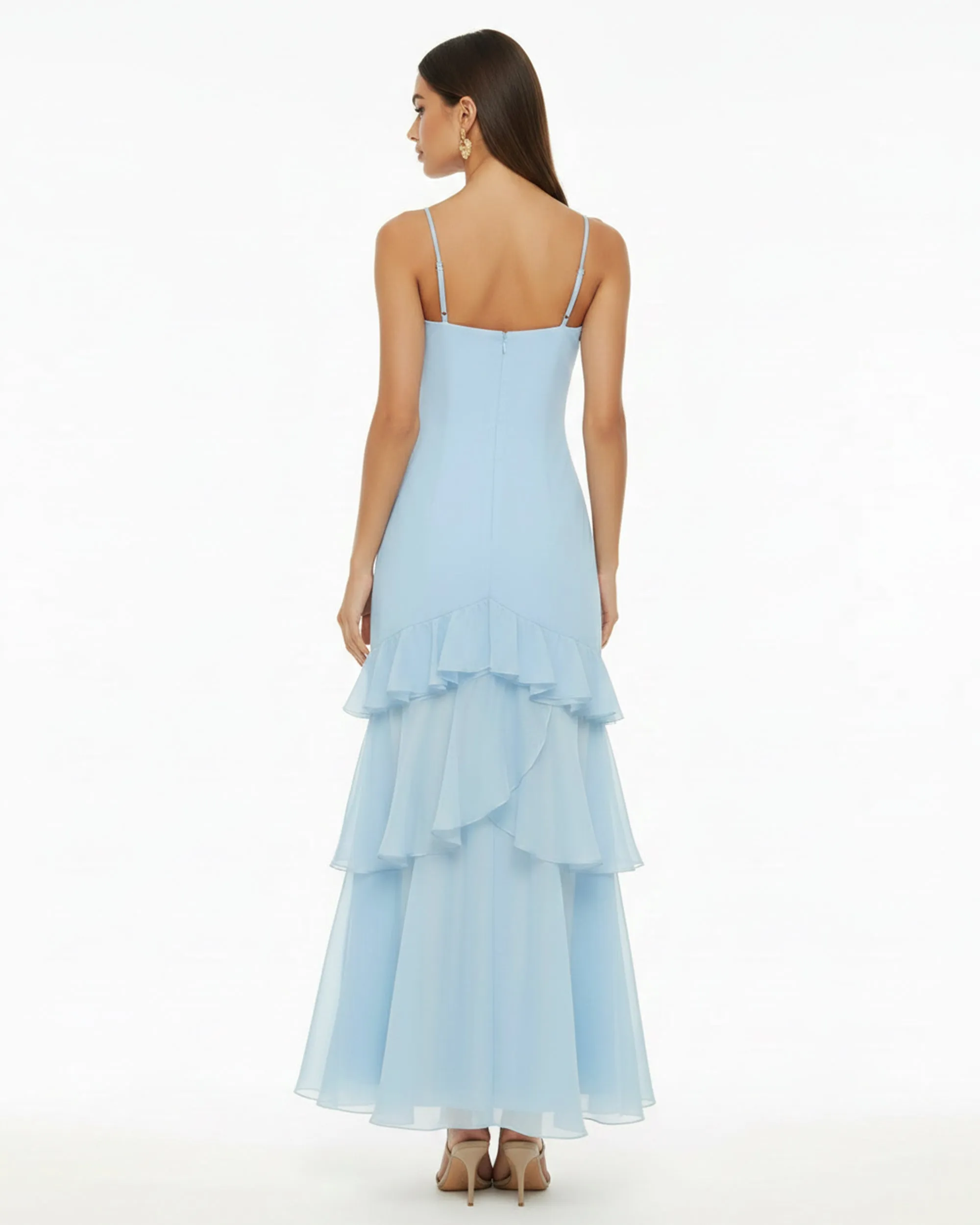 Orchid Embroidered Ruffled One-Shoulder Maxi Dress - Light Blue sold by JW PEI product image thumbnail 2