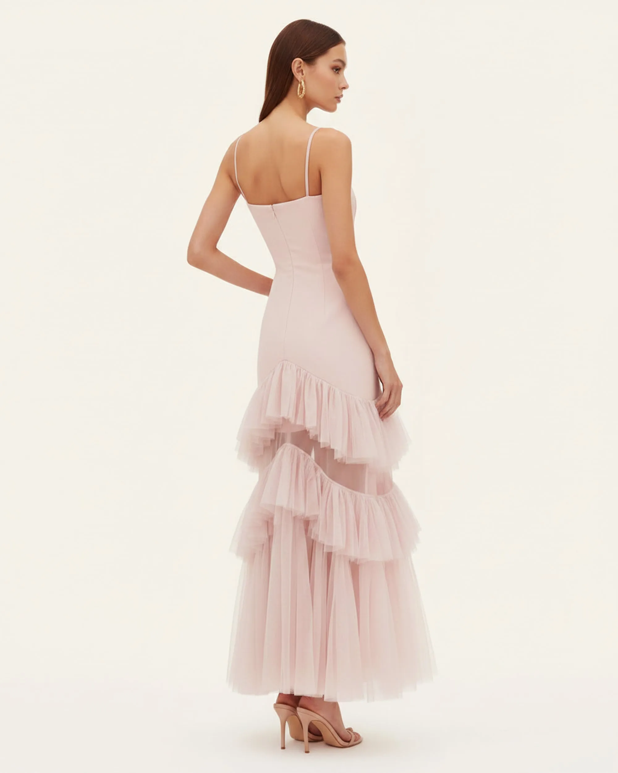 Orchid Embroidered Ruffled Tulle Strapless Maxi Dress - Blush Pink sold by JW PEI product image thumbnail 2