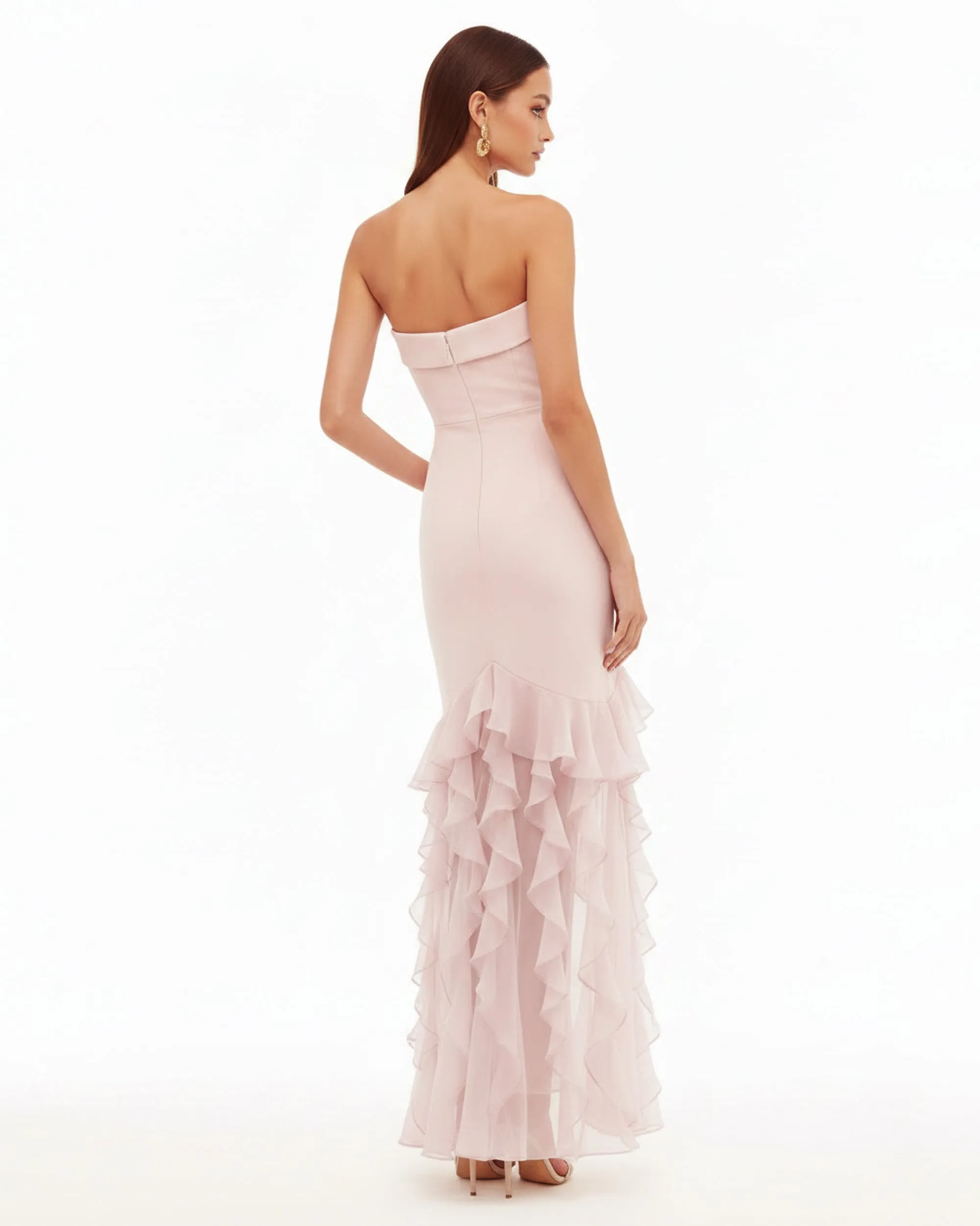 Orchid Embroidered Ruffled Strapless Maxi Dress - Blush Pink sold by JW PEI product image thumbnail 2