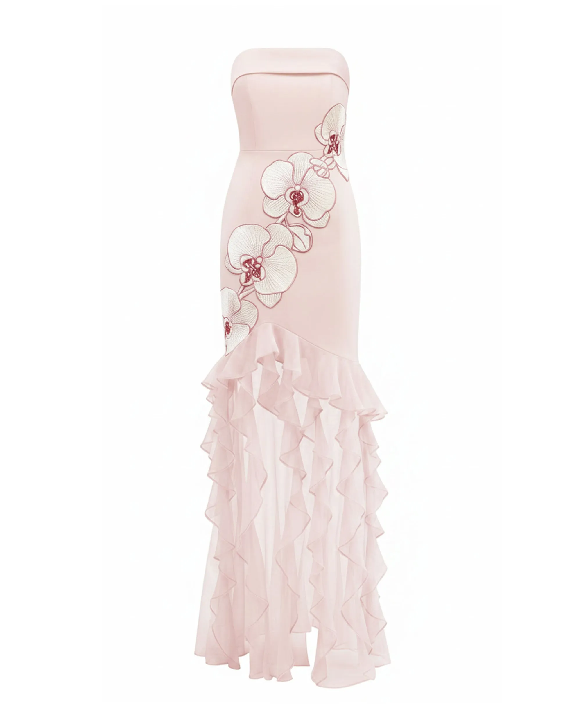 Orchid Embroidered Ruffled Strapless Maxi Dress - Blush Pink sold by JW PEI product image thumbnail 3