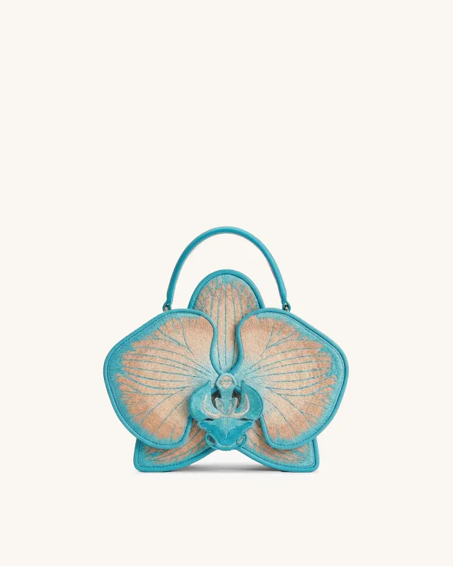 Flora Orchid Shaped Top Handle Bag - Beige Blue made by JW PEI