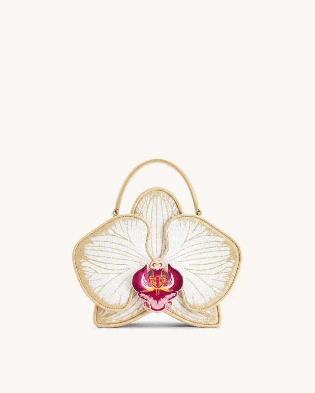 Flora Orchid Shaped Top Handle Bag - Champagne made by JW PEI