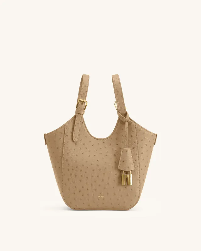 Ines Faux Ostrich Padlock Tote Bag - Khaki made by JW PEI