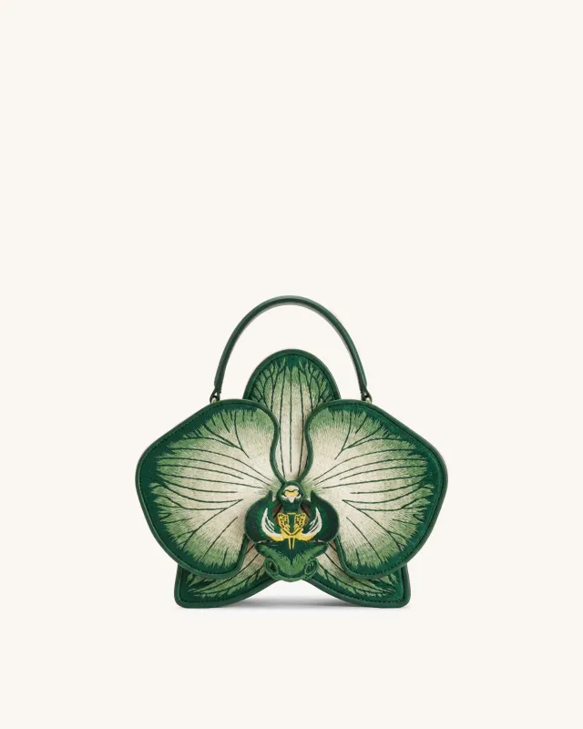 Flora Orchid Shaped Top Handle Bag - White Green made by JW PEI