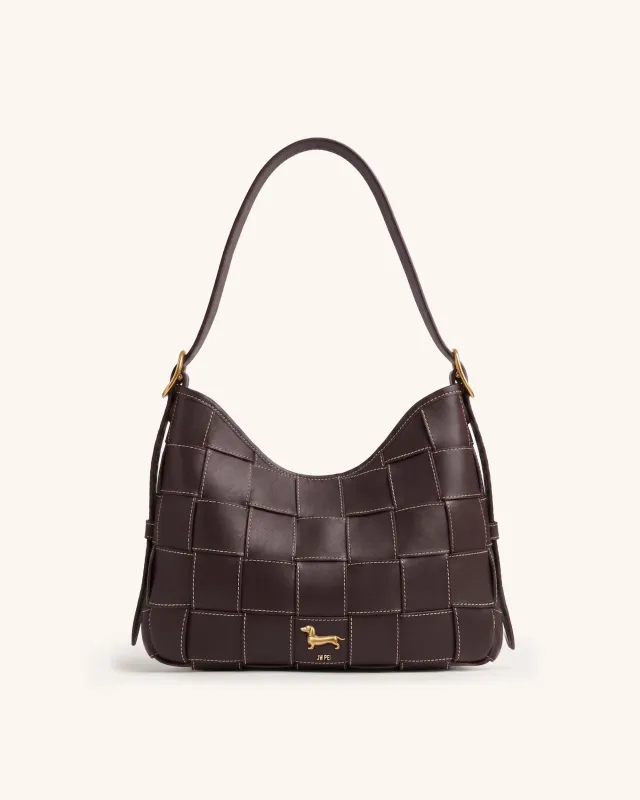 Harper Woven Shoulder Bag - Brown made by JW PEI