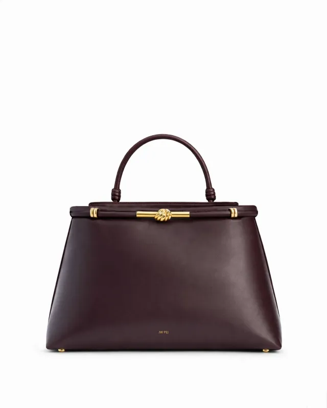 Avery Knot Top Handle Bag - Burgundy made by JW PEI