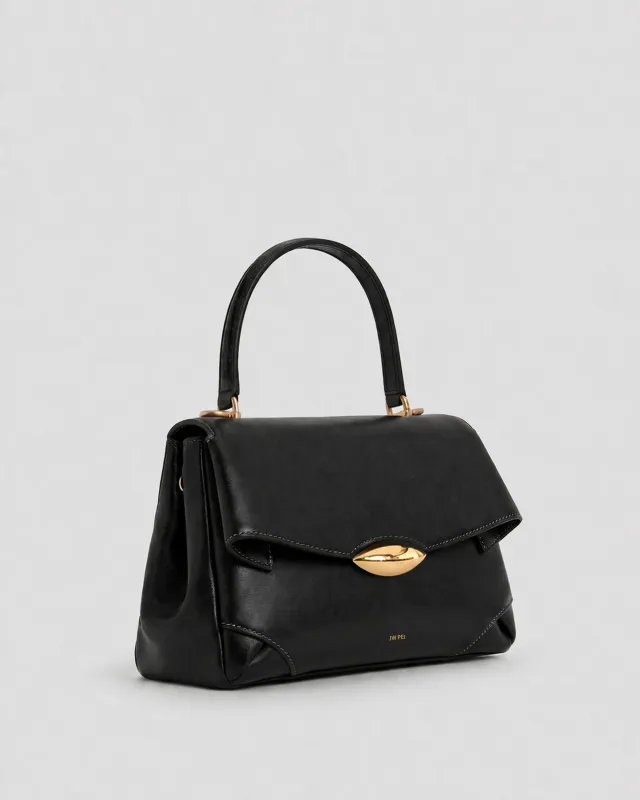 Mia Flap Top Handle Bag - Black made by JW PEI