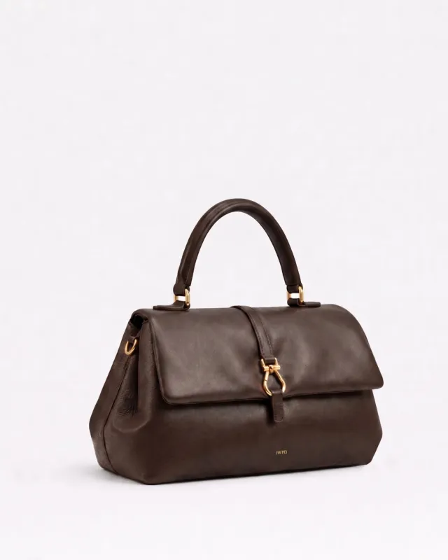 Ava Structured Top Handle Bag - Brown made by JW PEI