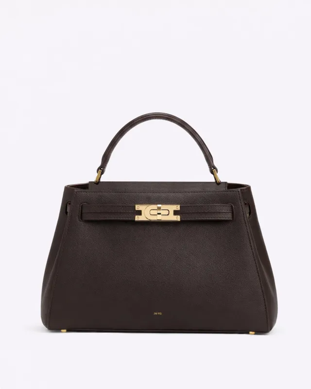 Avery Pebbled Texture Top Handle Bag - Brown made by JW PEI