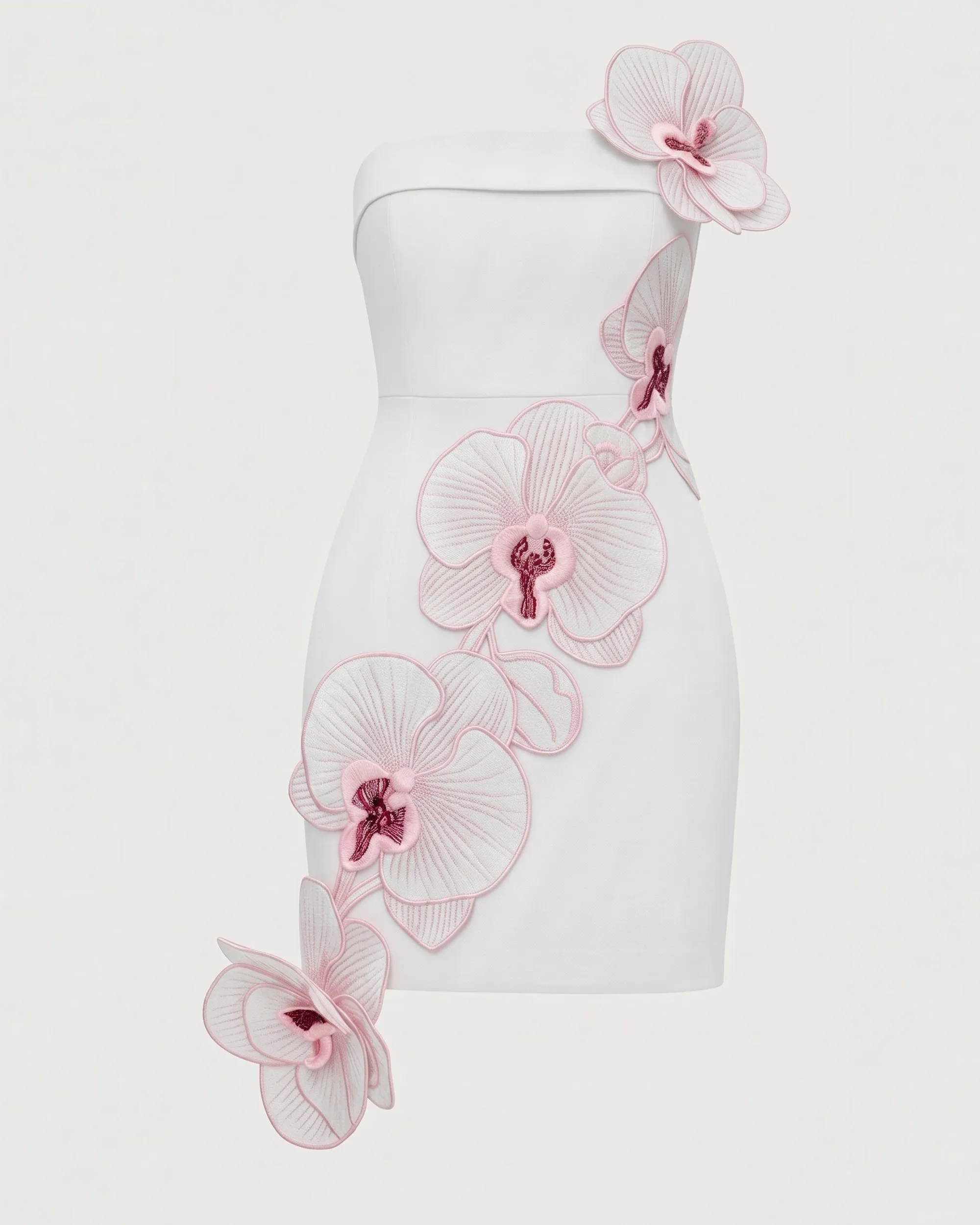 Orchid Embroidered Floral Appliqué Strapless Mini Dress - White Pink sold by JW PEI product image thumbnail 3