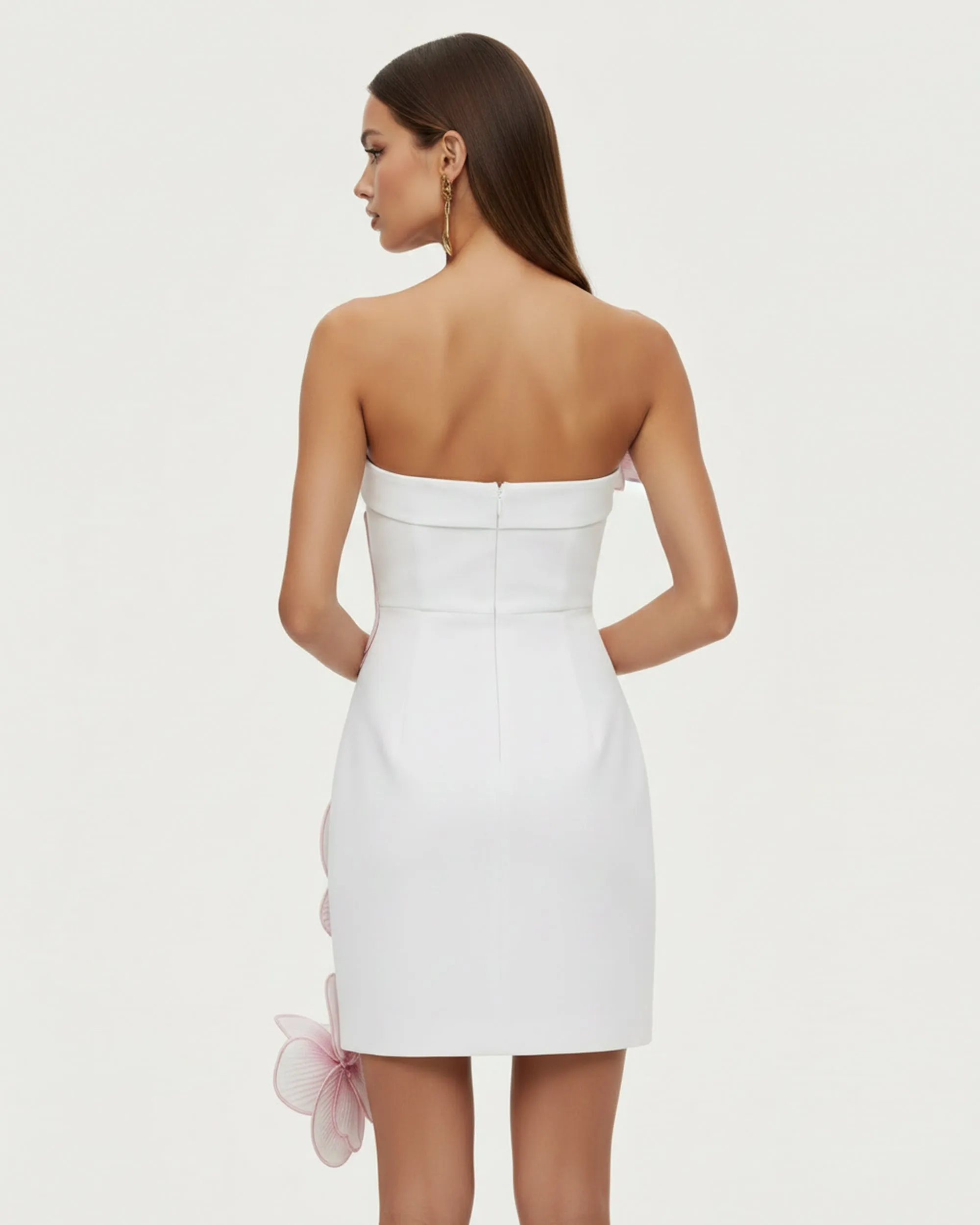 Orchid Embroidered Floral Appliqué Strapless Mini Dress - White Pink sold by JW PEI product image thumbnail 2