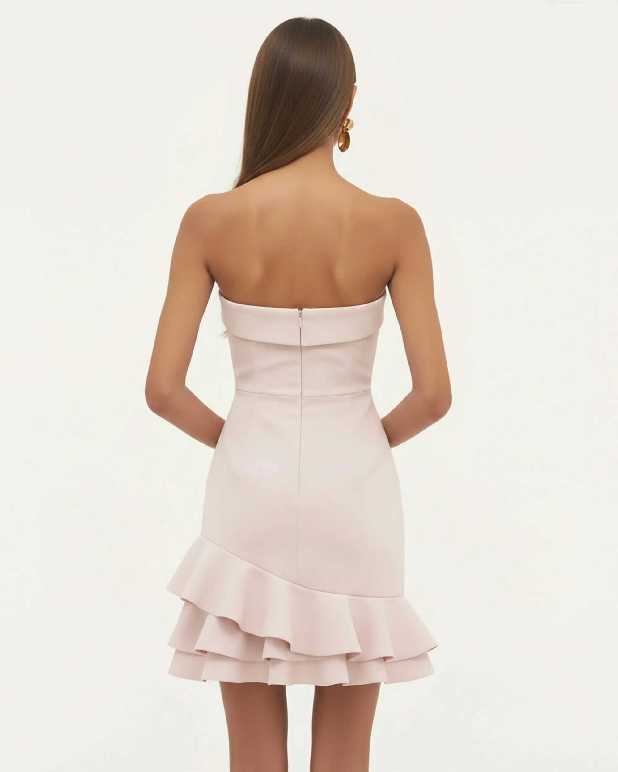 Orchid Embroidered Tiered Hem Strapless Mini Dress - Blush Pink sold by JW PEI product image thumbnail 2