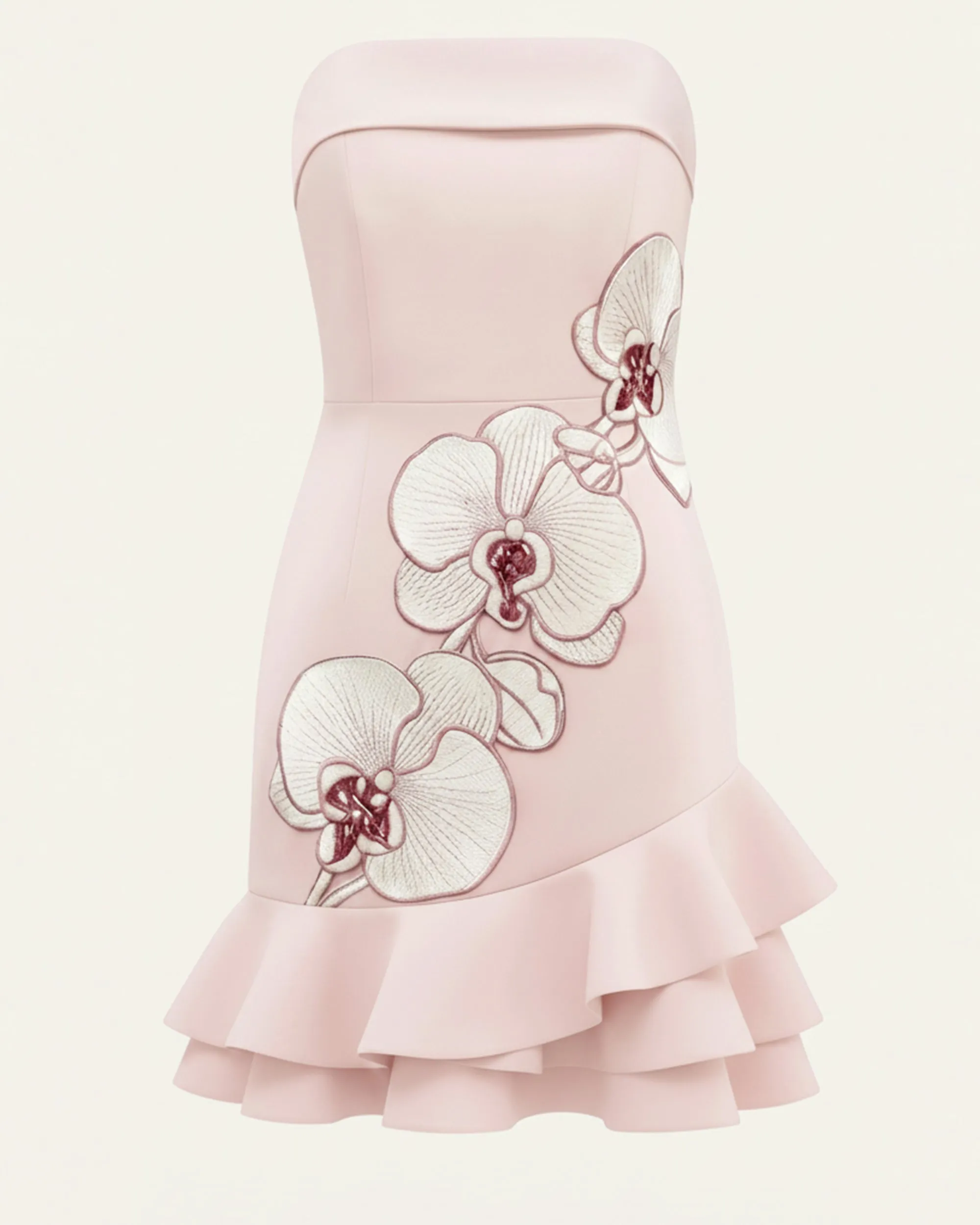 Orchid Embroidered Tiered Hem Strapless Mini Dress - Blush Pink sold by JW PEI product image thumbnail 3