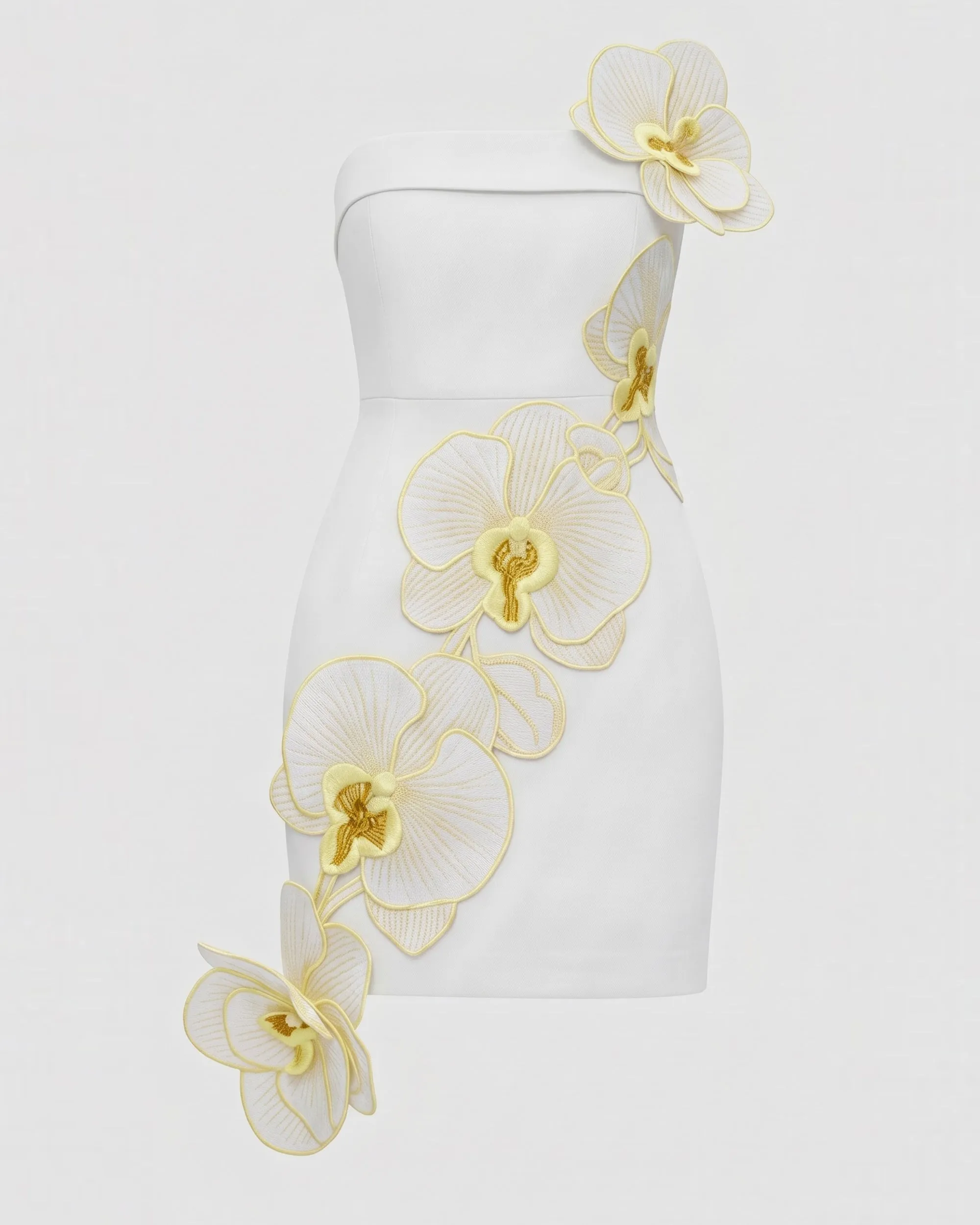 Orchid Embroidered
Floral Appliqué
Strapless Mini Dress-
White Yellow sold by JW PEI product image thumbnail 3