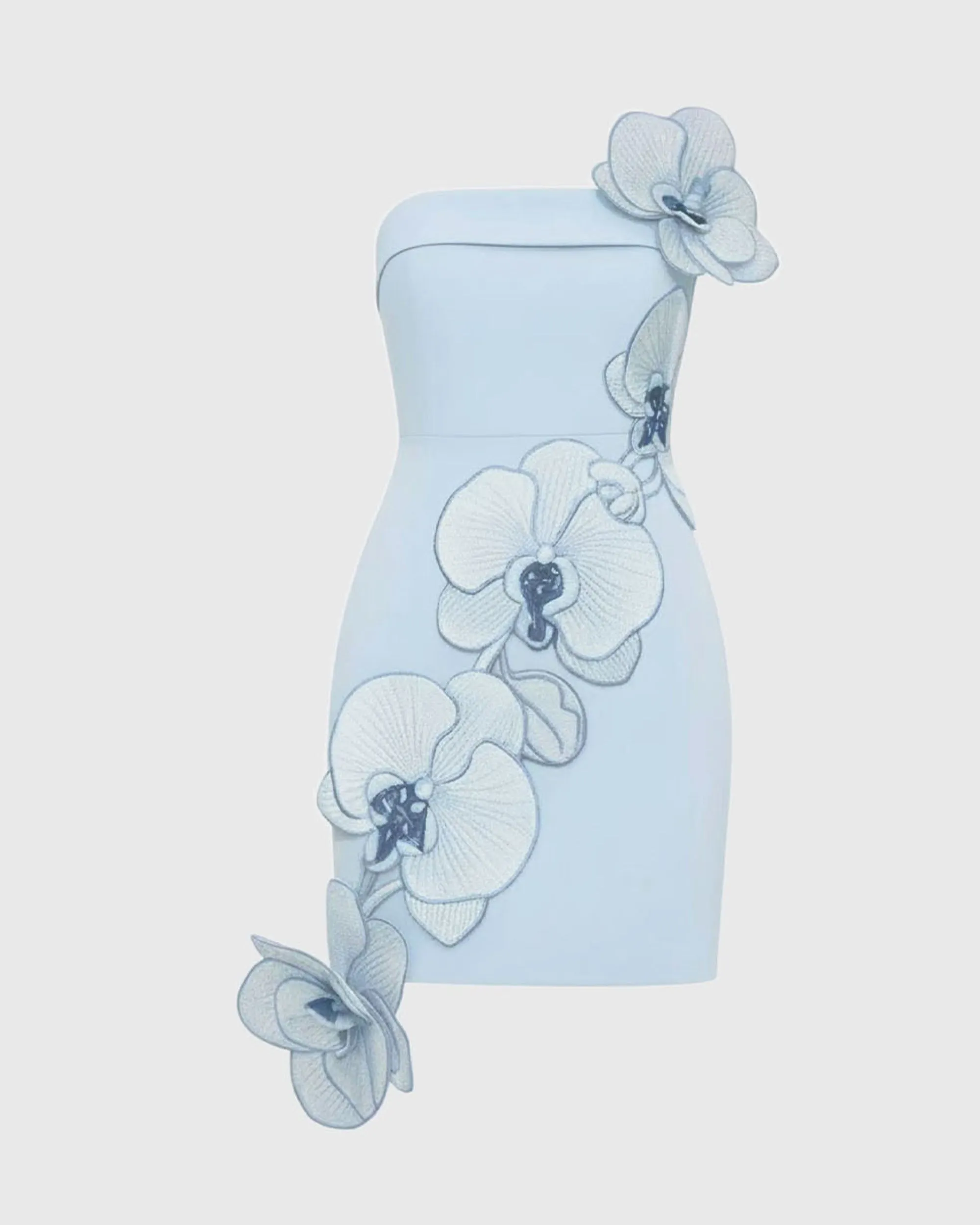 Orchid Embroidered Floral Appliqué Strapless Mini Dress - Light Blue sold by JW PEI product image thumbnail 3