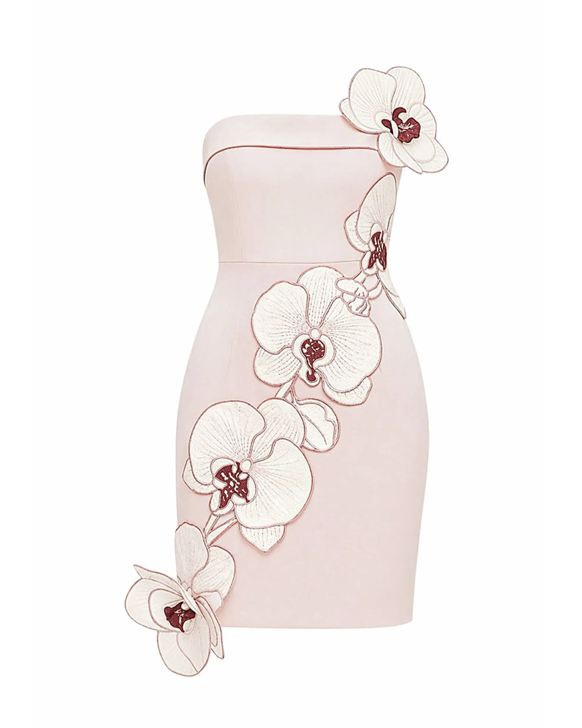 Orchid Embroidered Floral Appliqué Strapless Mini Dress - Blush Pink sold by JW PEI product image thumbnail 3