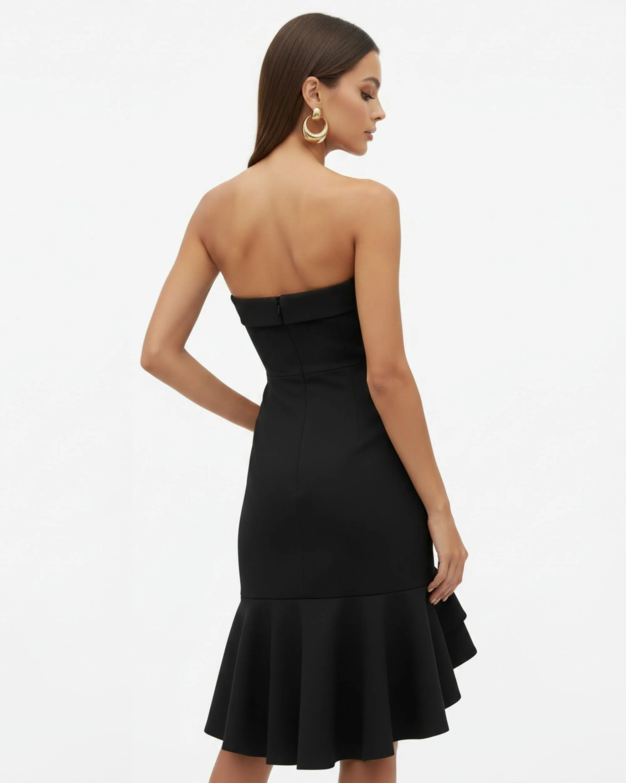 Orchid Embroidered Asymmetrical Strapless Midi Dress - Black Purple sold by JW PEI product image thumbnail 2