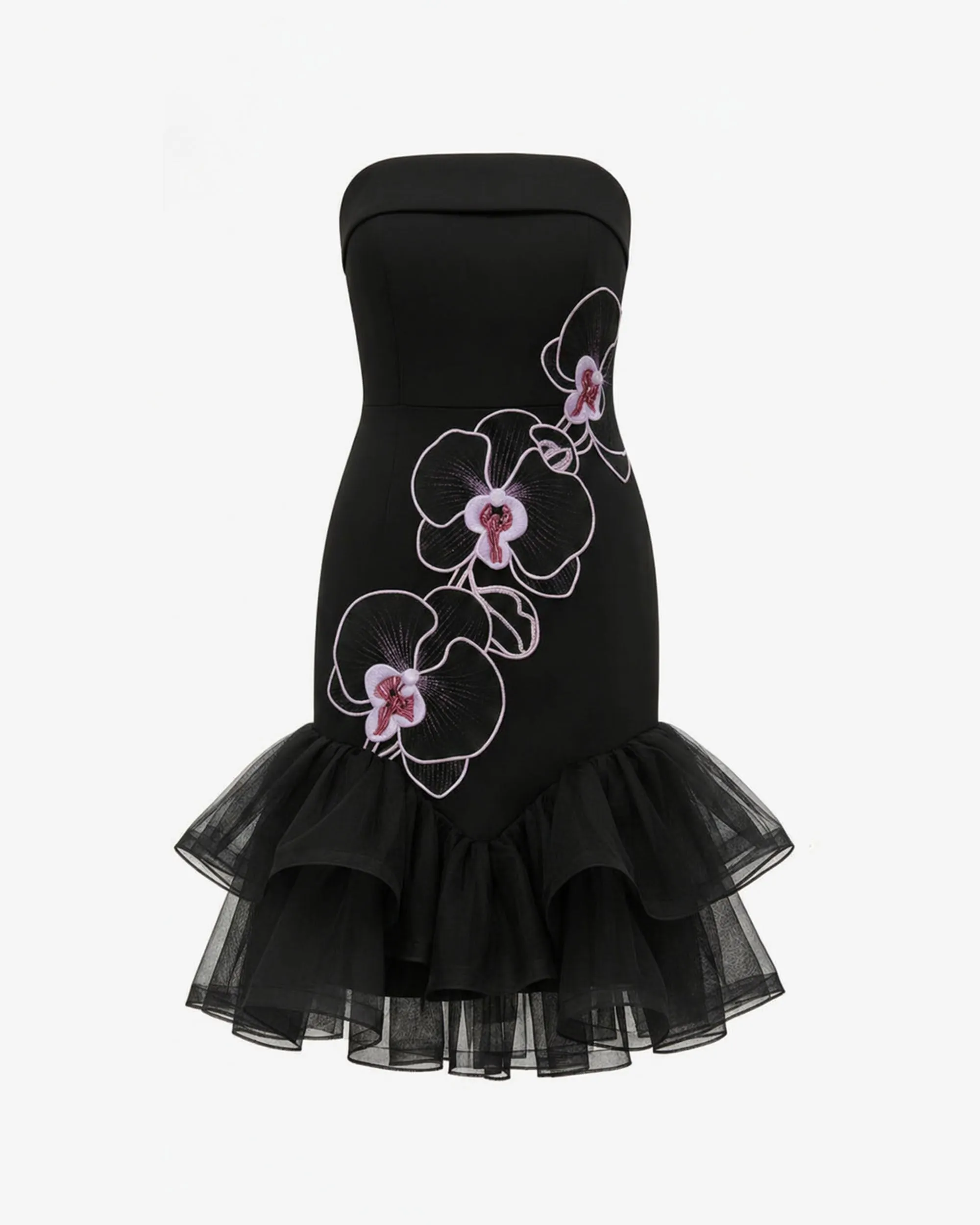 Orchid Embroidered Tulle Hem Strapless Mini Dress - Black Purple sold by JW PEI product image thumbnail 3