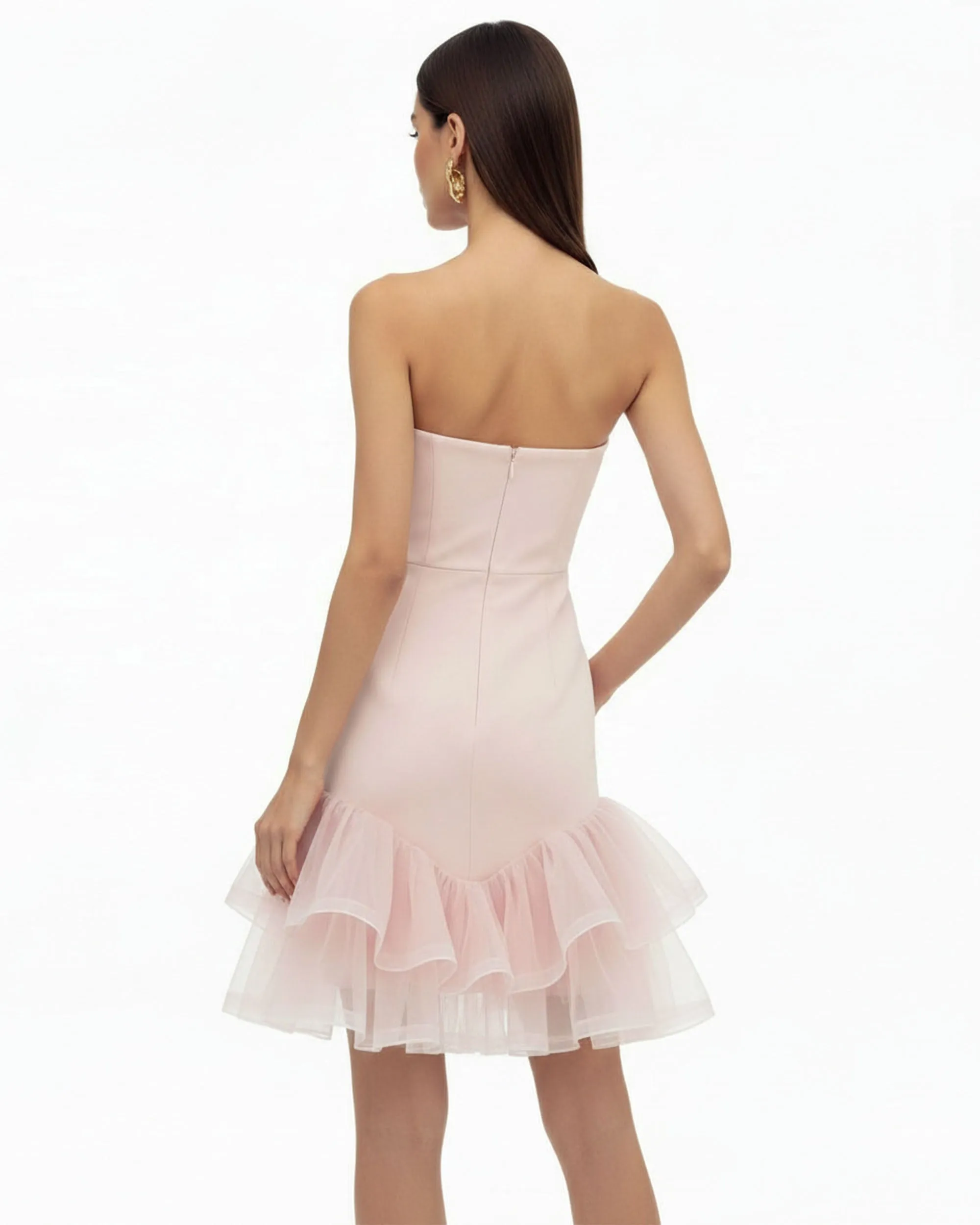 Orchid Embroidered Tulle Hem Strapless Mini Dress - Blush Pink sold by JW PEI product image thumbnail 2