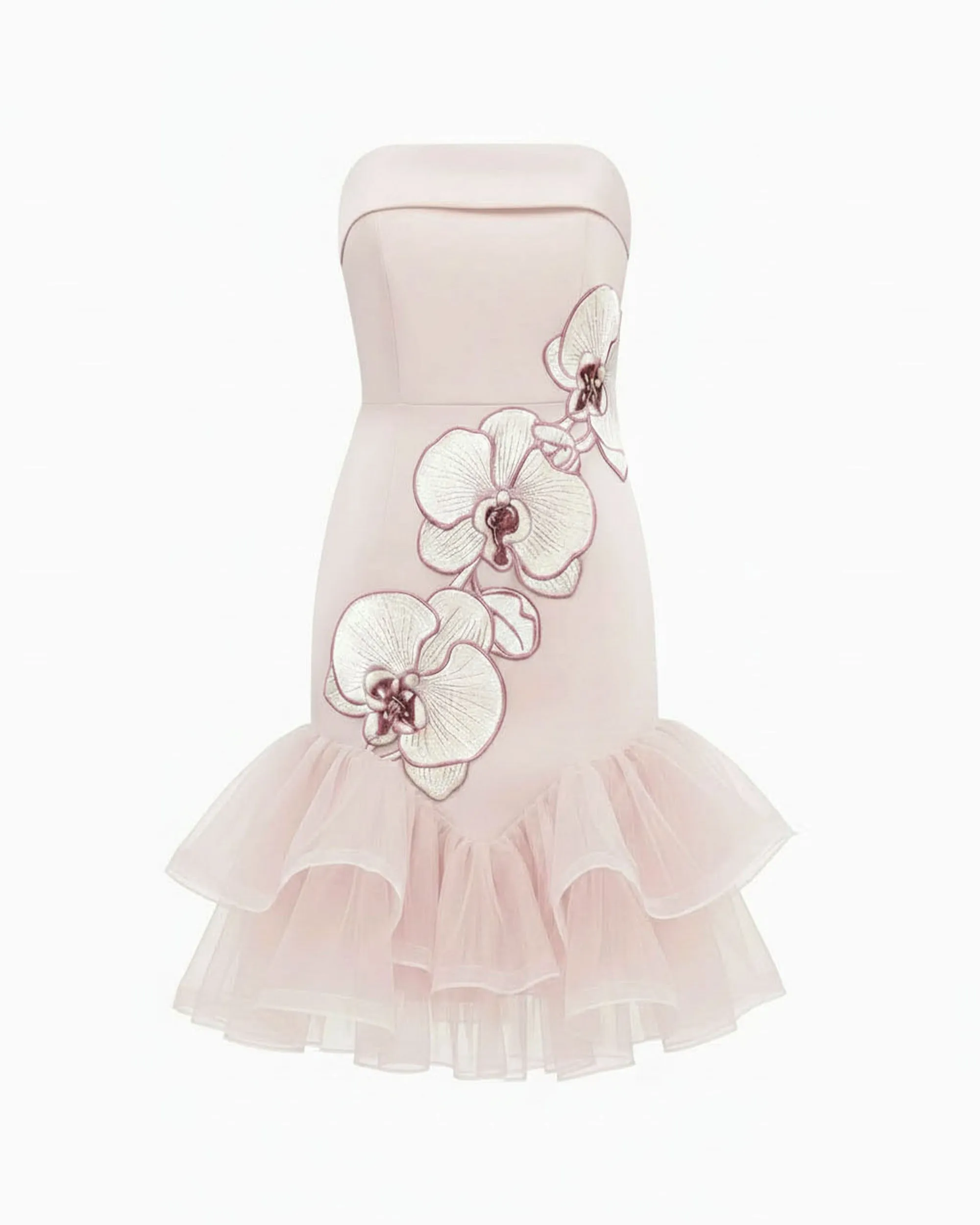 Orchid Embroidered Tulle Hem Strapless Mini Dress - Blush Pink sold by JW PEI product image thumbnail 3