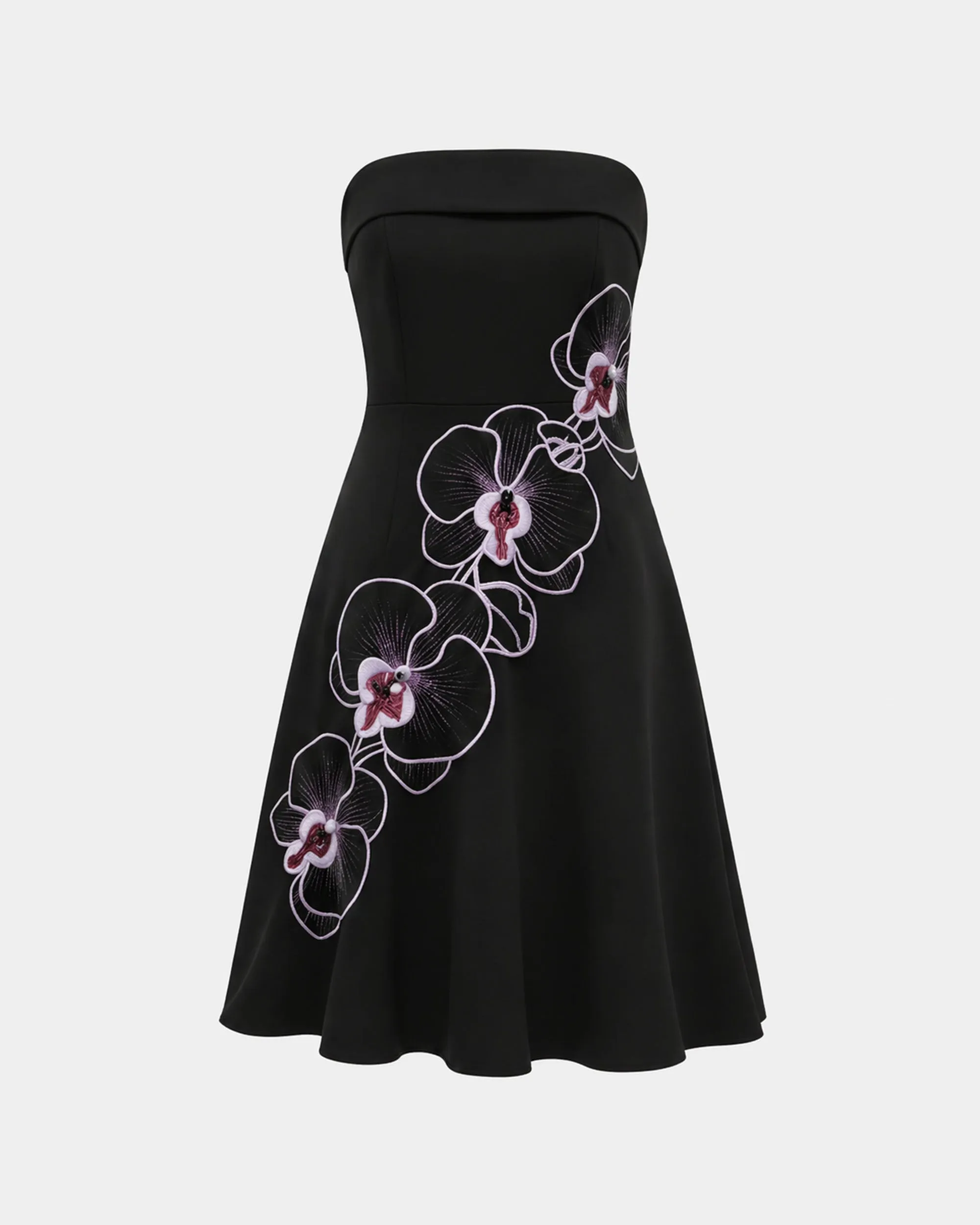 Orchid Embroidered Strapless A-Line Midi Dress - Black Purple sold by JW PEI product image thumbnail 3