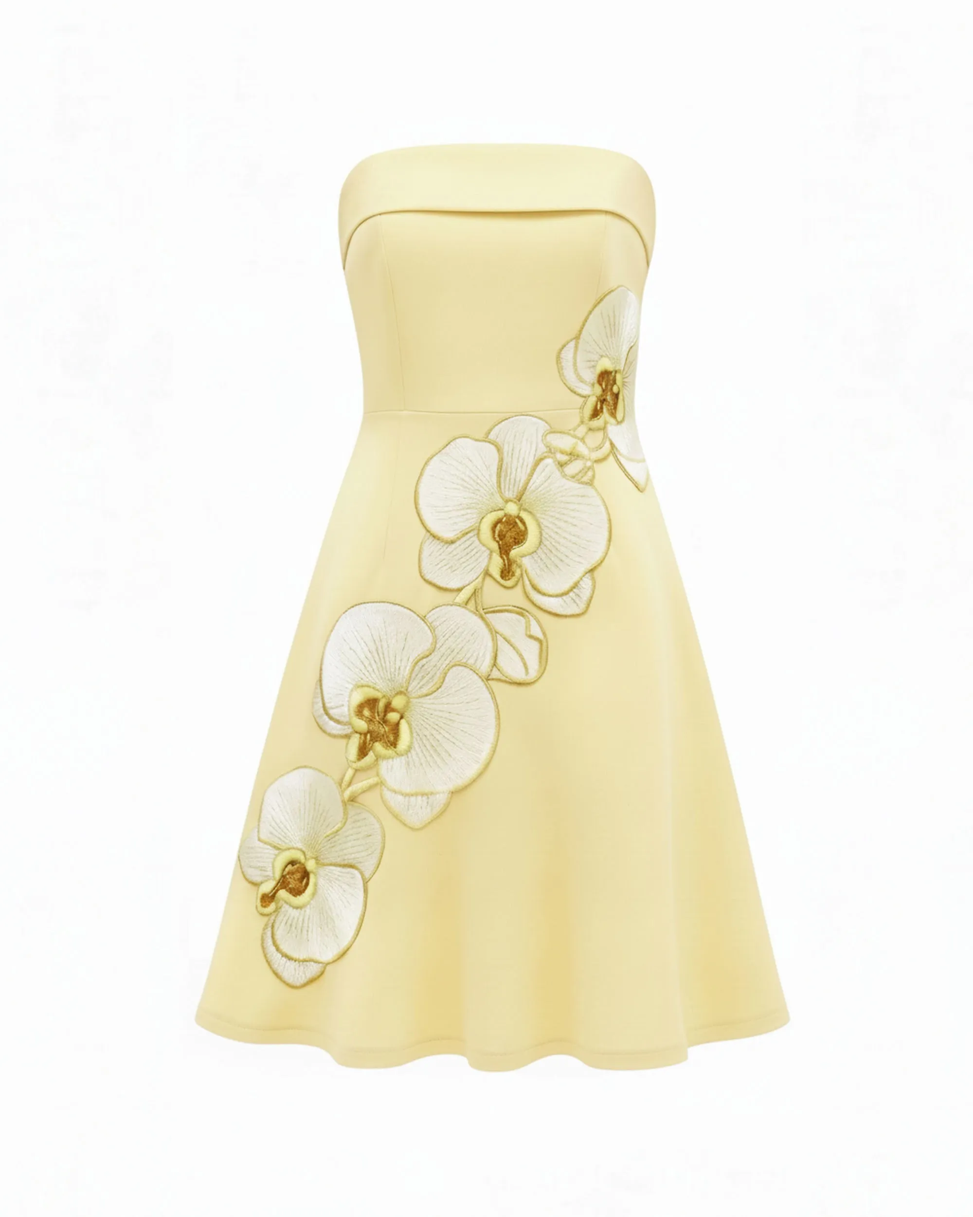Orchid Embroidered Strapless A-Line Midi Dress - Pale Yellow sold by JW PEI product image thumbnail 3