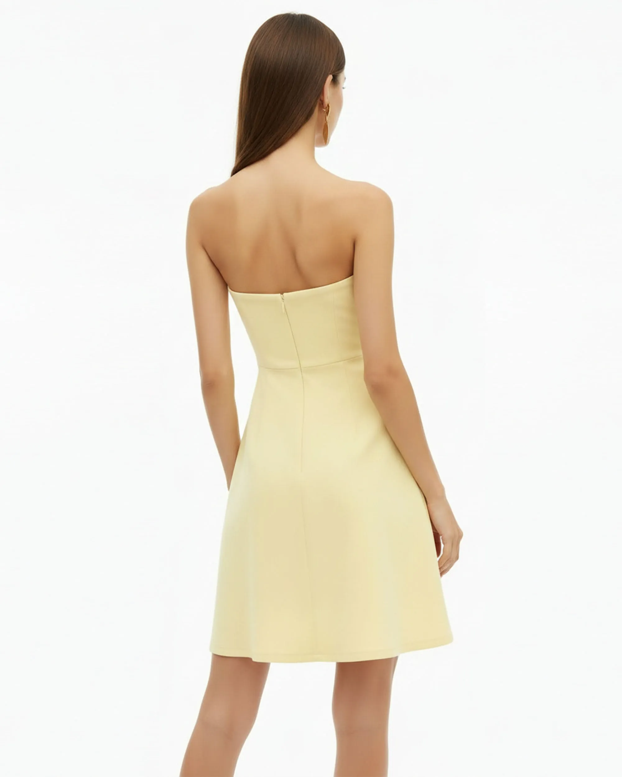 Orchid Embroidered Strapless A-Line Midi Dress - Pale Yellow sold by JW PEI product image thumbnail 2