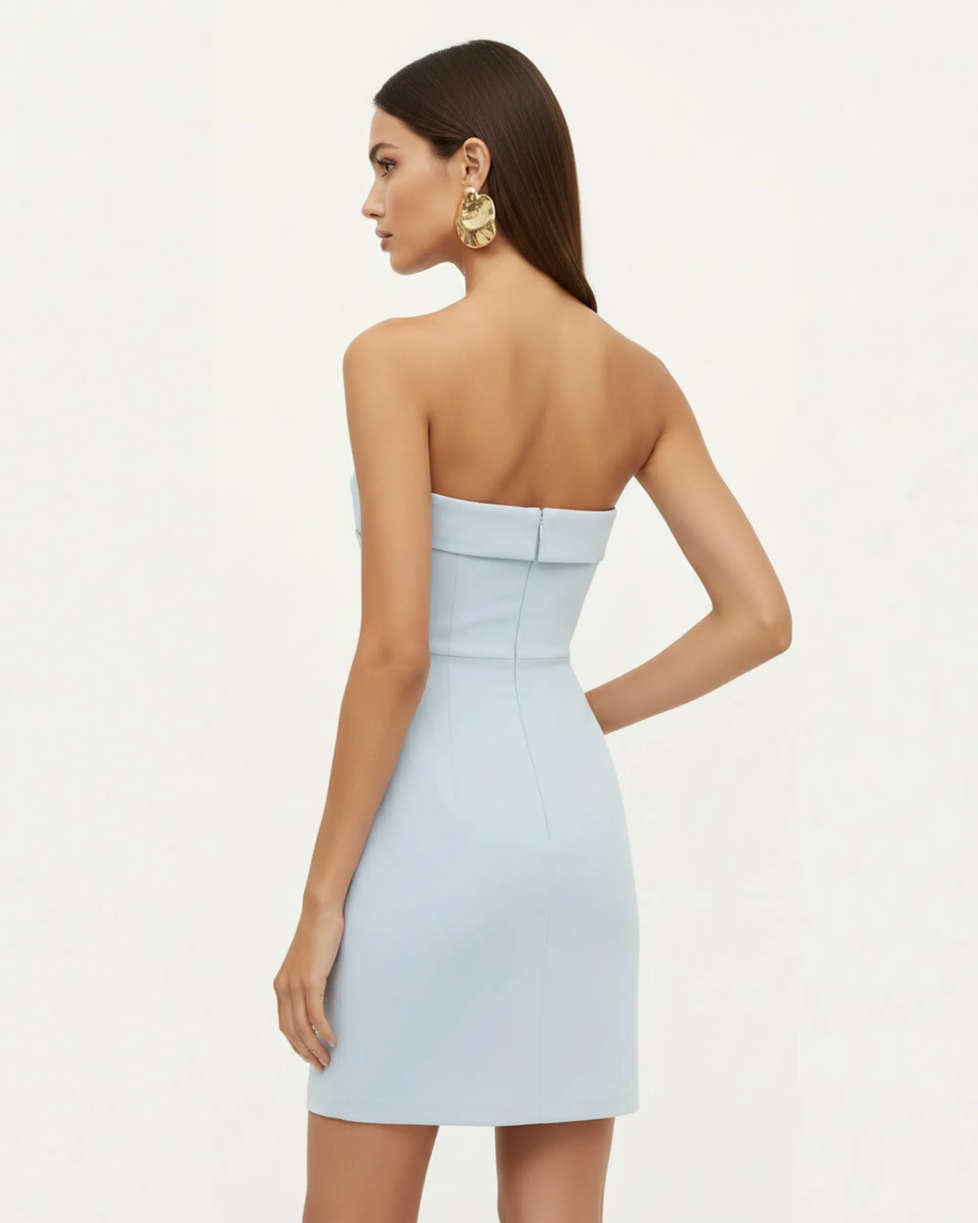 Orchid Embroidered Strapless Sheath Midi Dress - Light Blue sold by JW PEI product image thumbnail 2