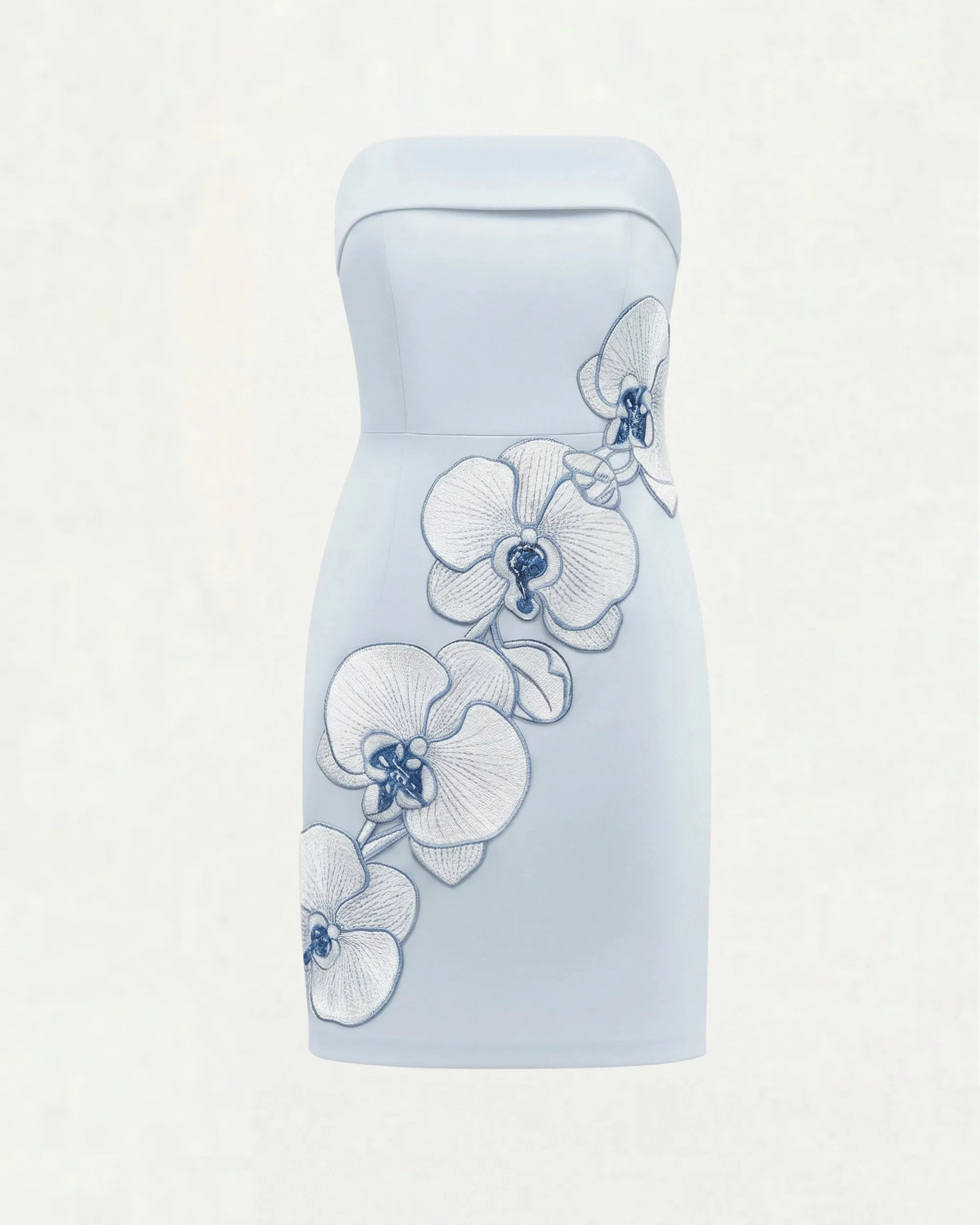 Orchid Embroidered Strapless Sheath Midi Dress - Light Blue sold by JW PEI product image thumbnail 3