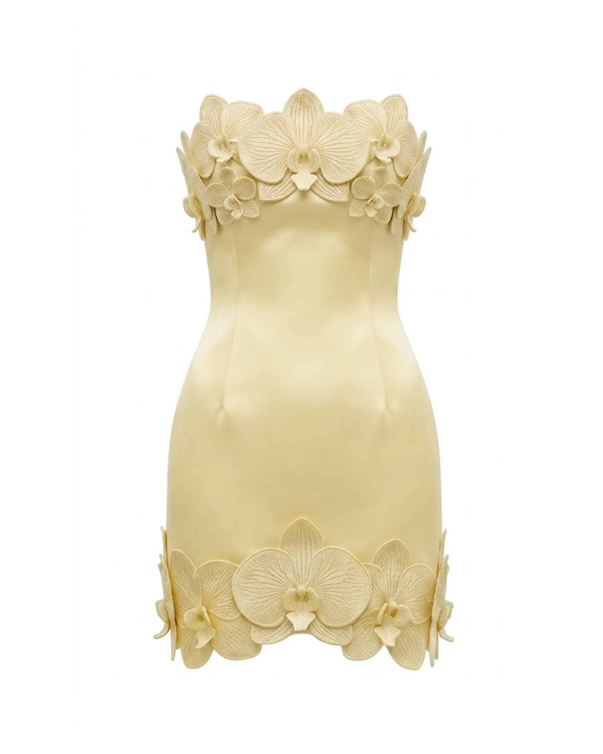 Orchid Trim Strapless Mini Dress - Pale Yellow sold by JW PEI product image thumbnail 3