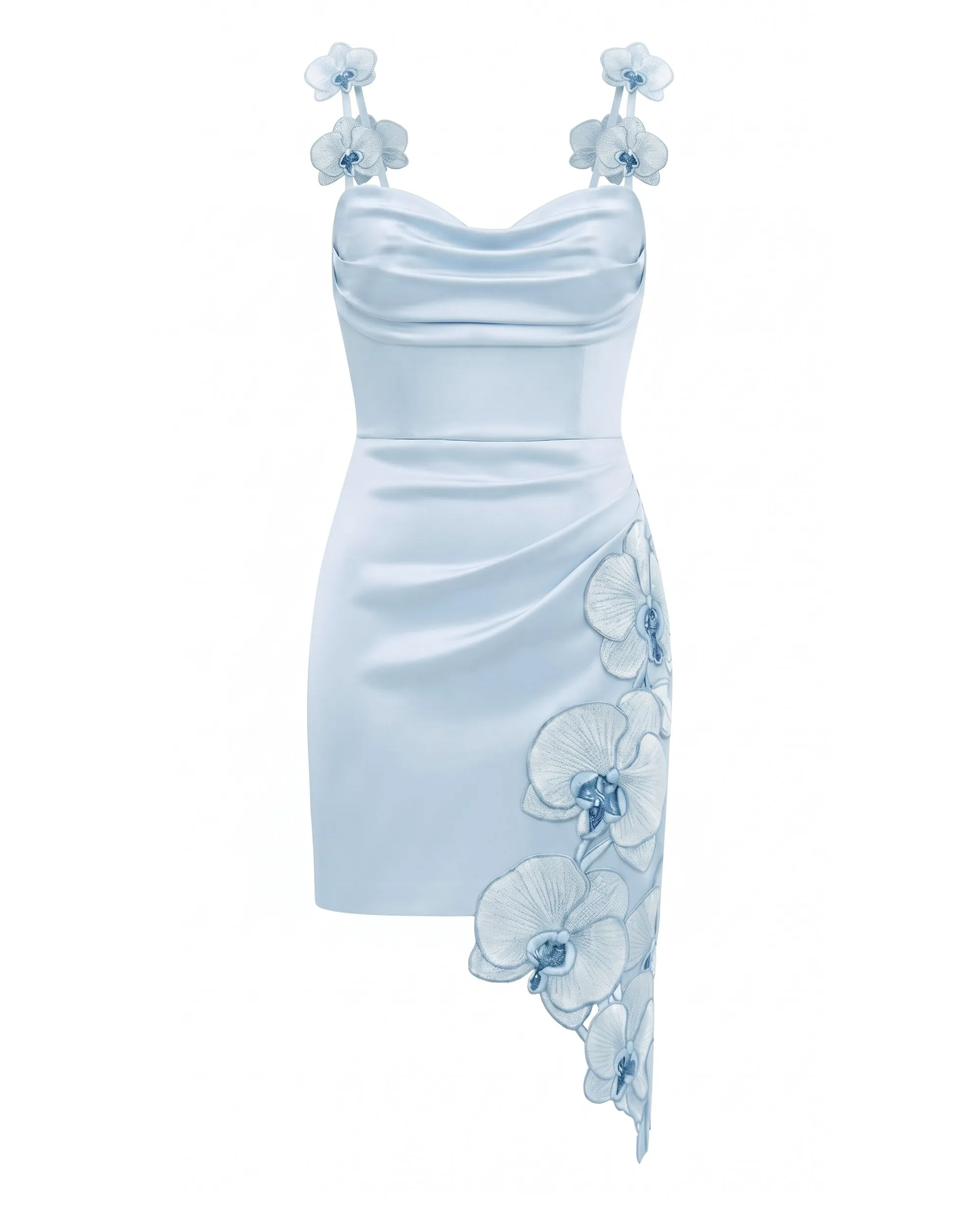 Orchid Embroidered Draped Mini Dress - Light Blue sold by JW PEI product image thumbnail 3