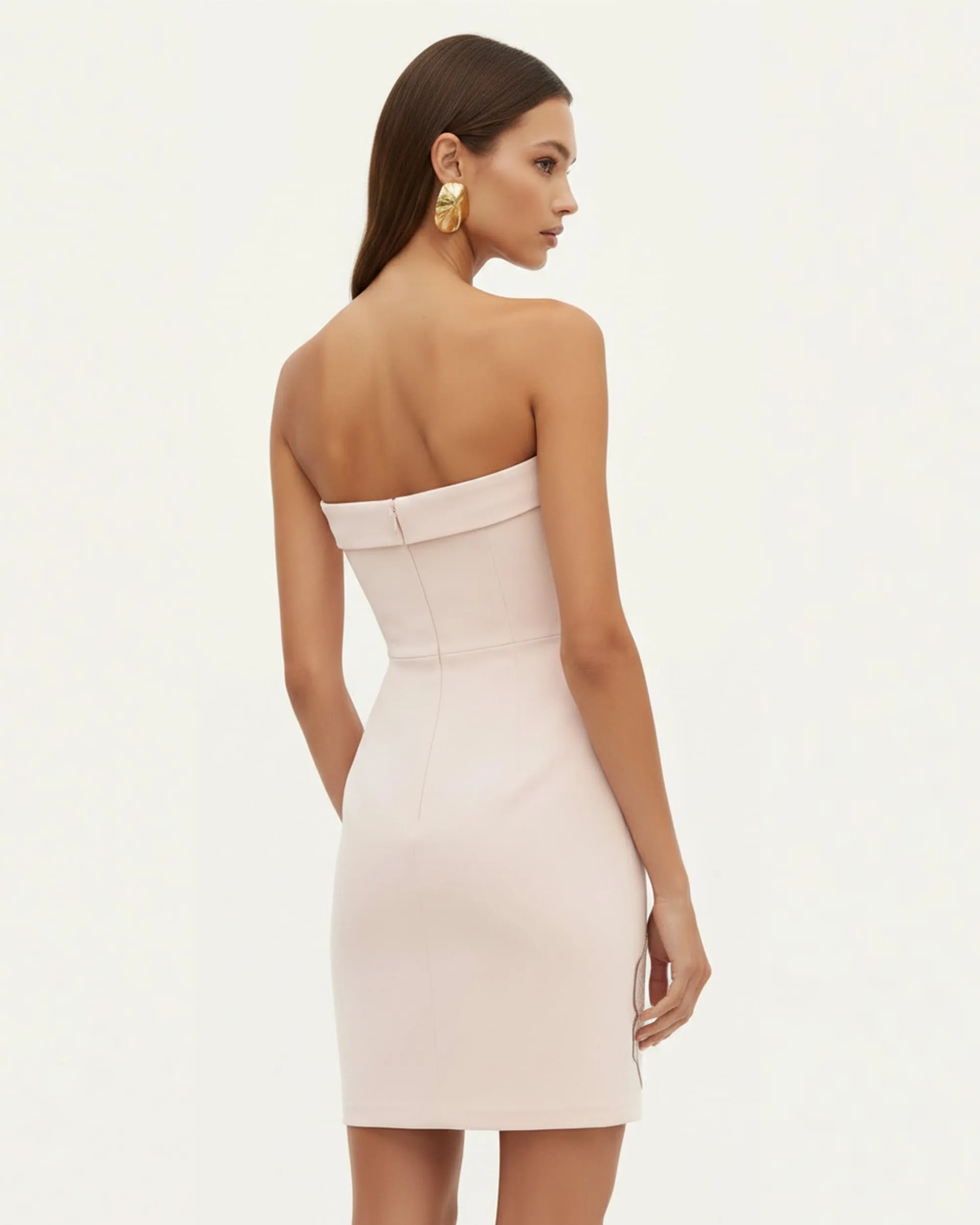 Orchid Embroidered Strapless Sheath Midi Dress - Blush Pink sold by JW PEI product image thumbnail 2