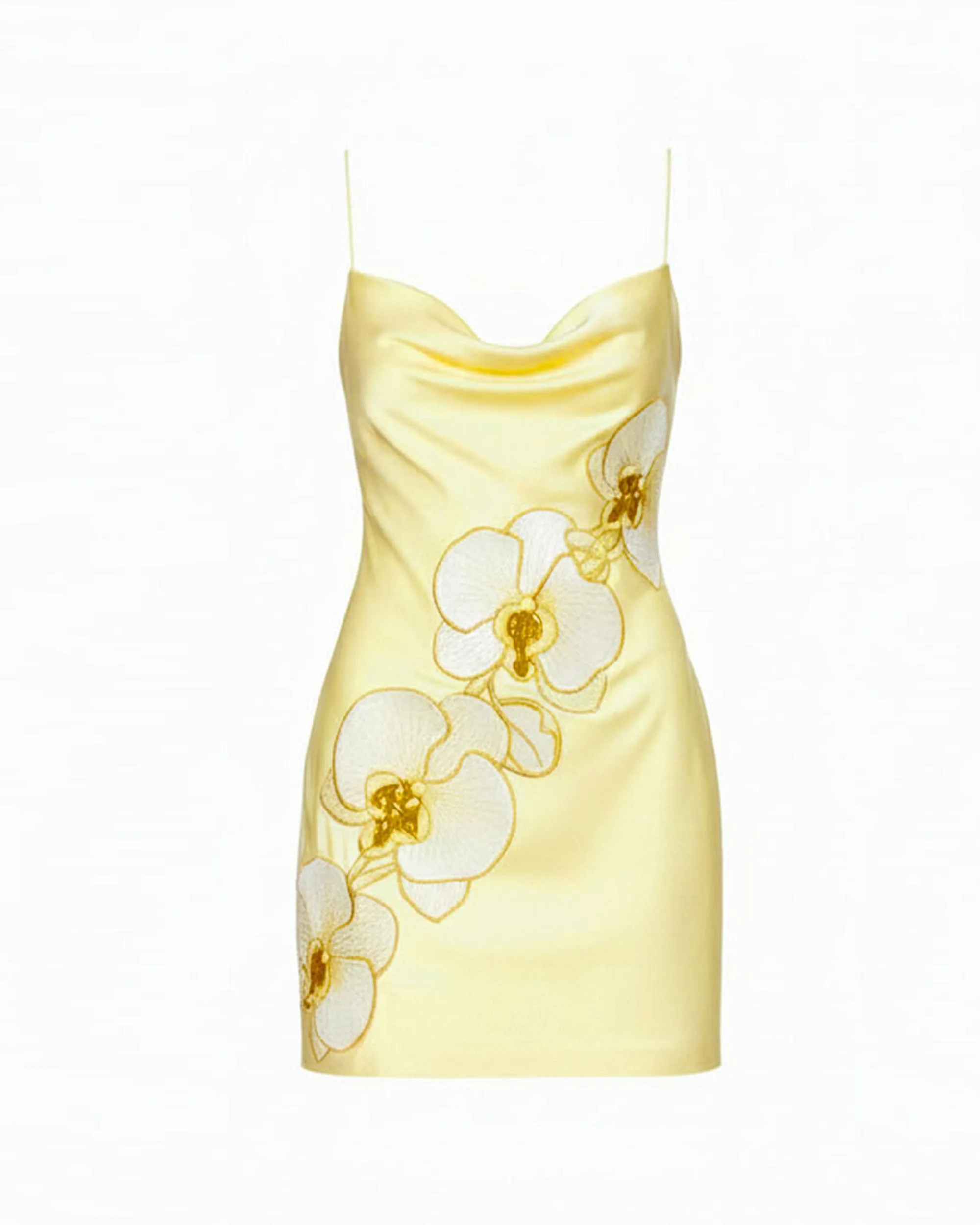 Orchid Embroidered Cowl Neck Slip Mini Dress - Pale Yellow sold by JW PEI product image thumbnail 3