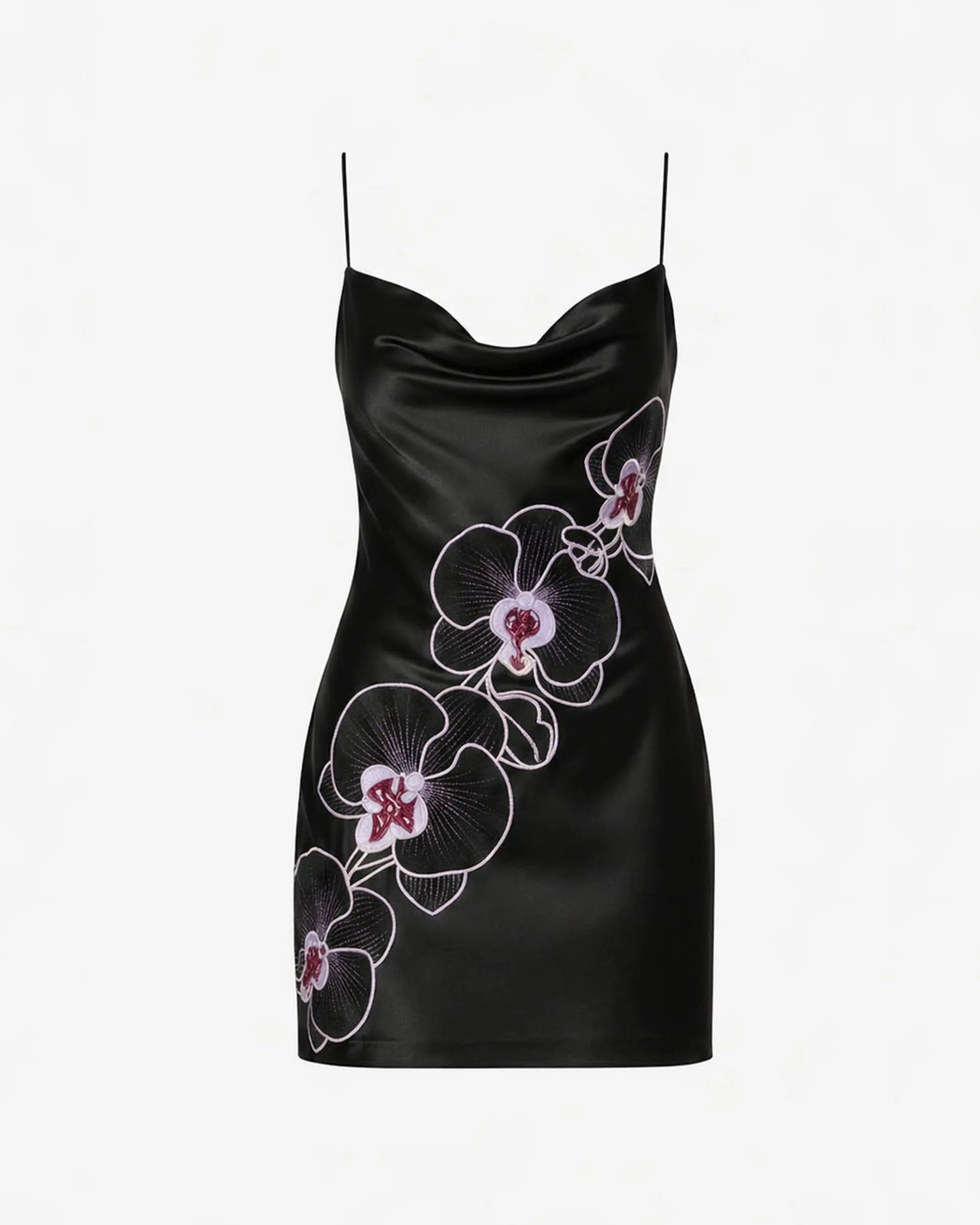 Orchid Embroidered Cowl Neck Slip Mini Dress - Black Purple sold by JW PEI product image thumbnail 3